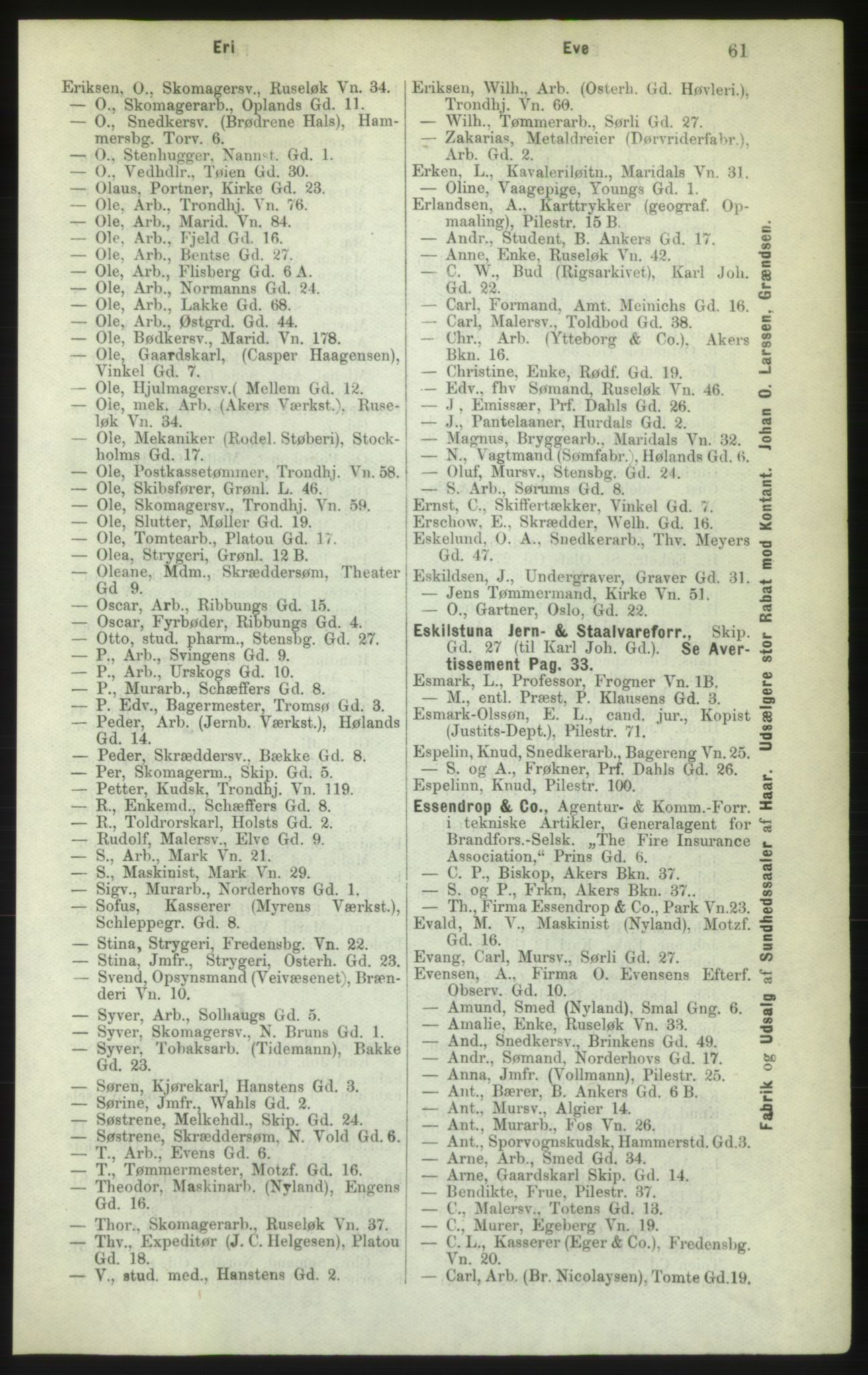 Kristiania/Oslo adressebok, PUBL/-, 1882, s. 61