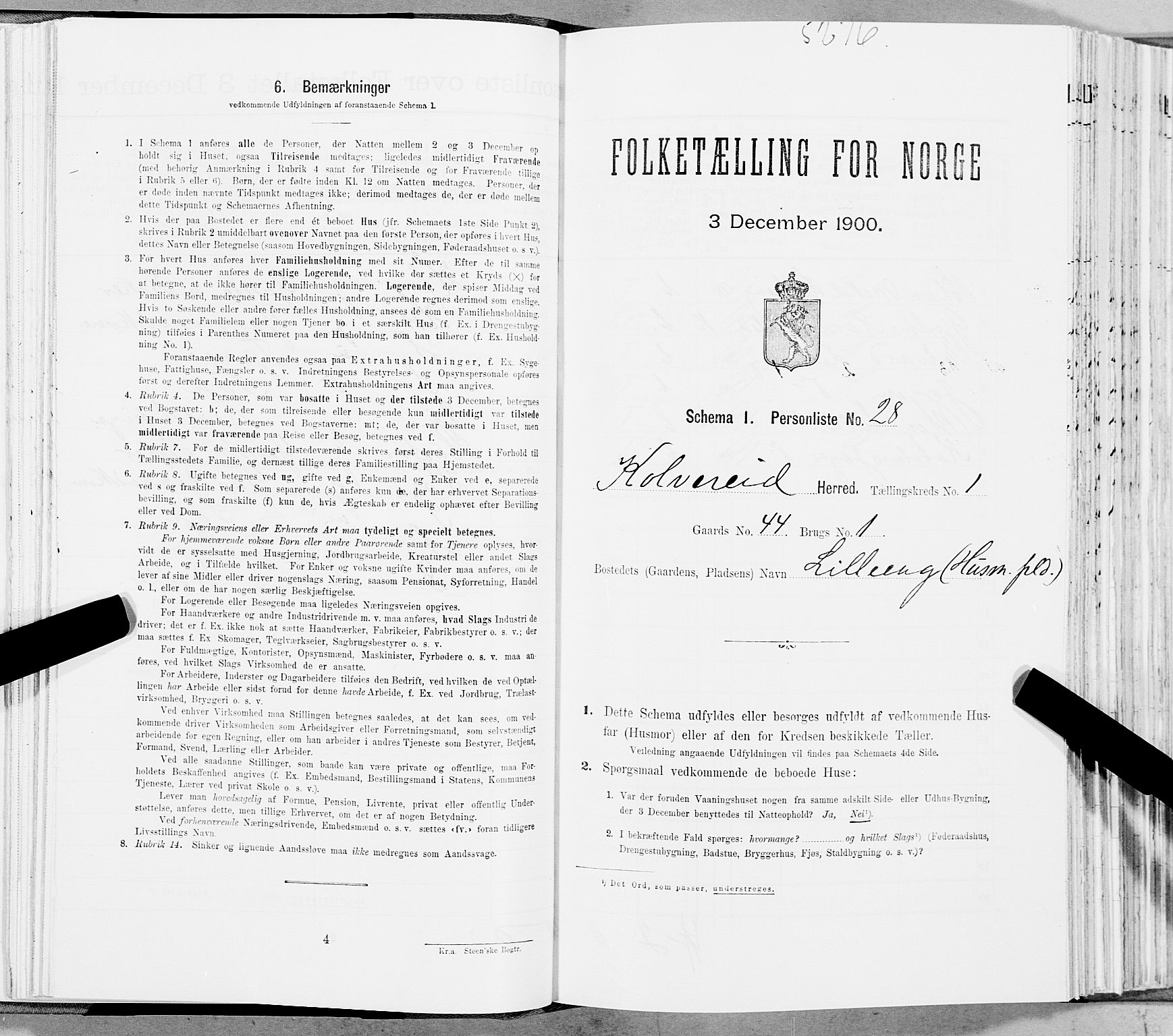 SAT, Folketelling 1900 for 1752 Kolvereid herred, 1900, s. 95
