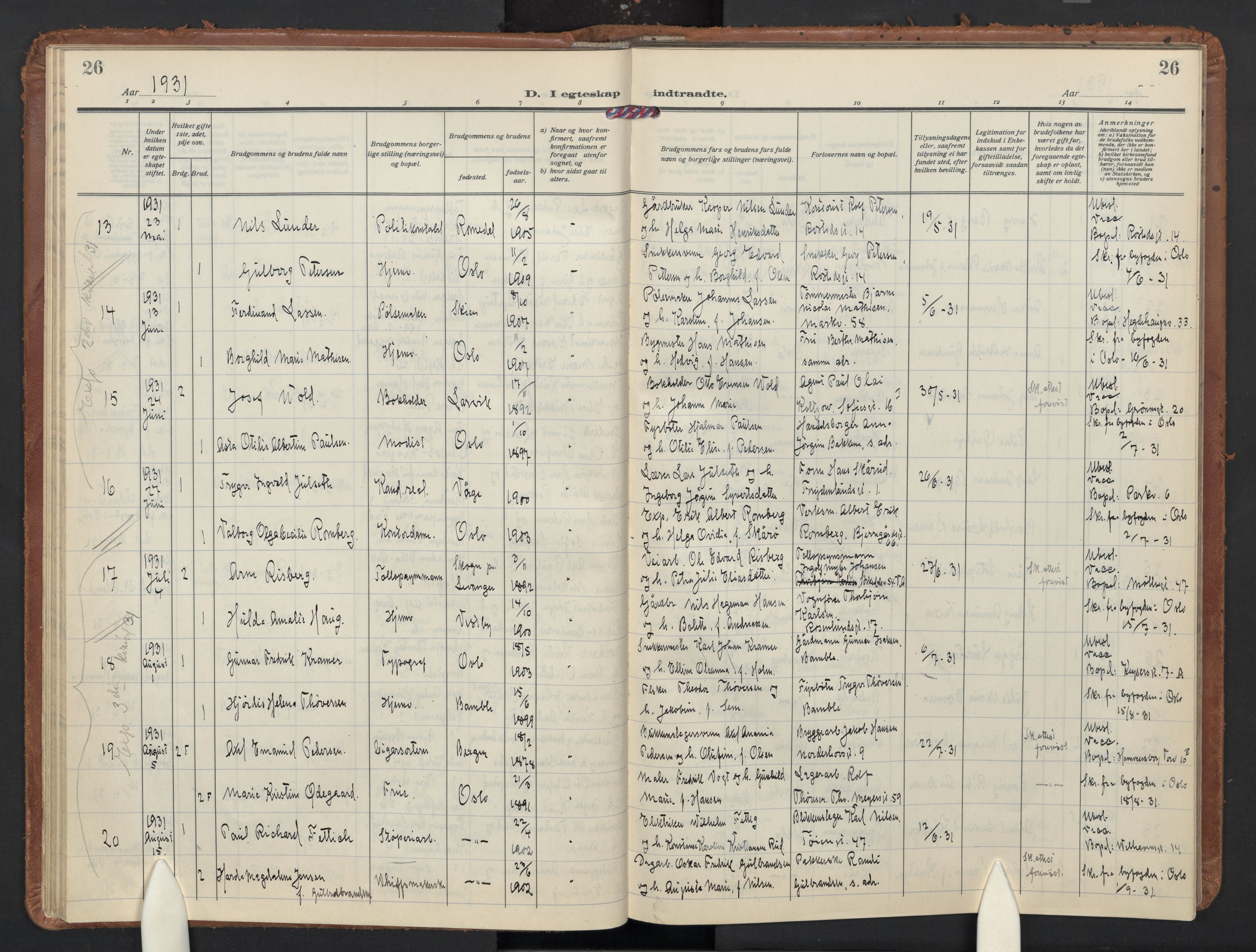 Trefoldighet prestekontor Kirkebøker, AV/SAO-A-10882/F/Fg: Ministerialbok nr. VII 2, 1923-1940, s. 26