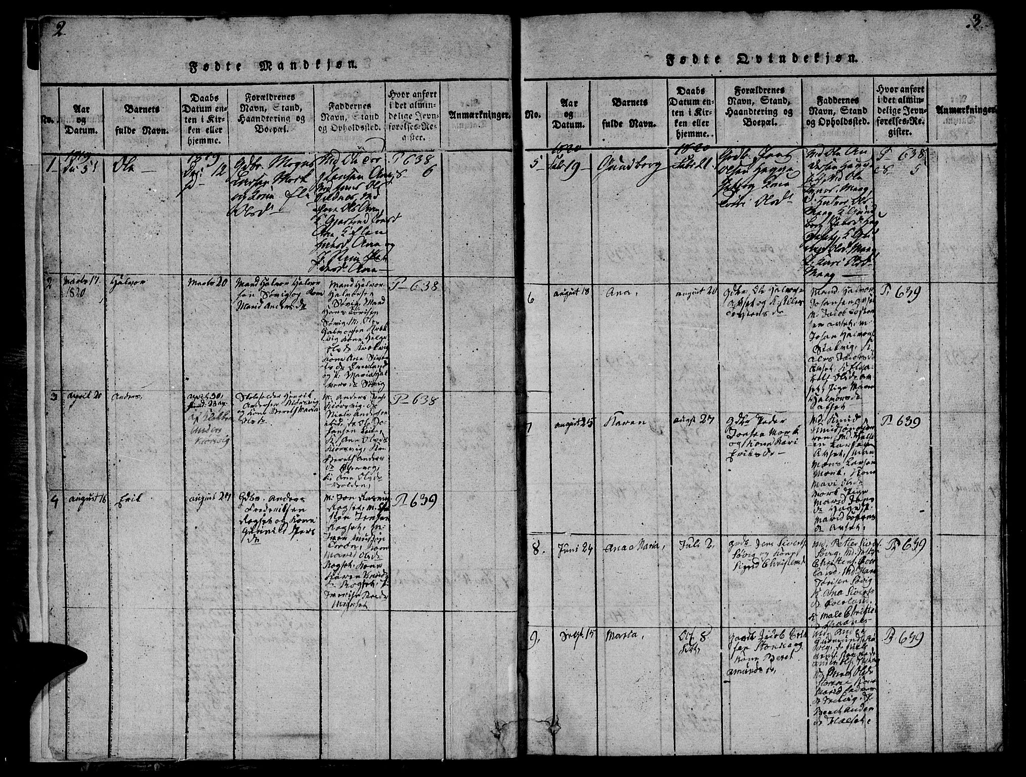 Ministerialprotokoller, klokkerbøker og fødselsregistre - Møre og Romsdal, AV/SAT-A-1454/568/L0811: Klokkerbok nr. 568C01, 1819-1828, s. 2-3