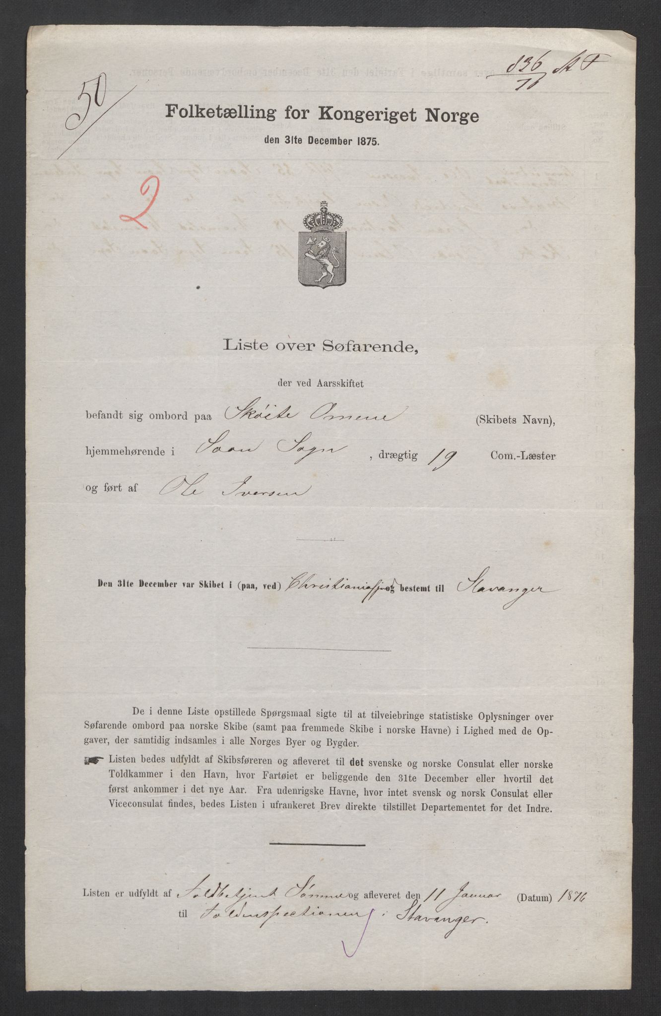 RA, Folketelling 1875, skipslister: Skip i innenrikske havner, hjemmehørende i 1) landdistrikter, 2) forskjellige steder, 3) utlandet, 1875, s. 18