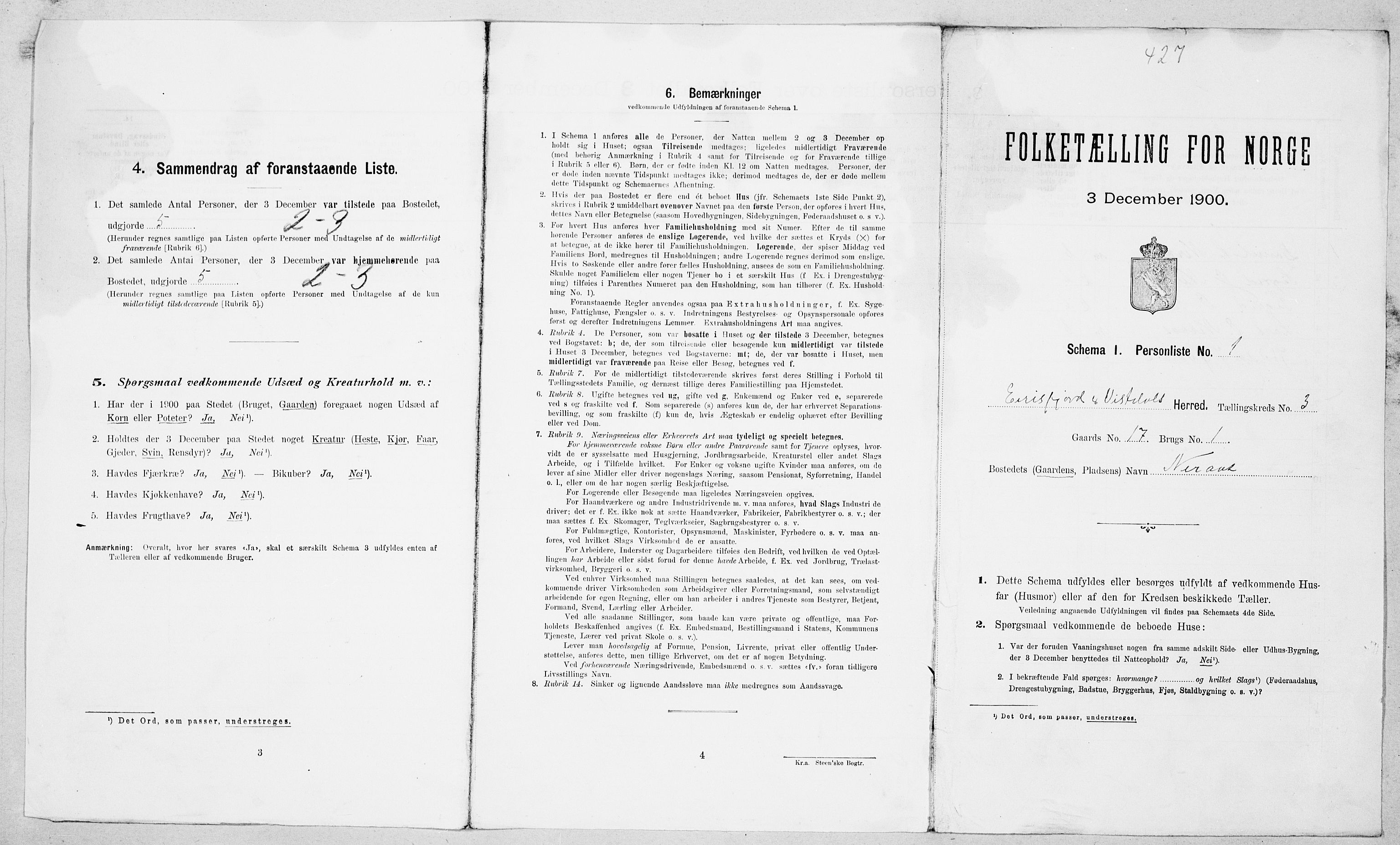 SAT, Folketelling 1900 for 1542 Eresfjord og Vistdal herred, 1900, s. 201