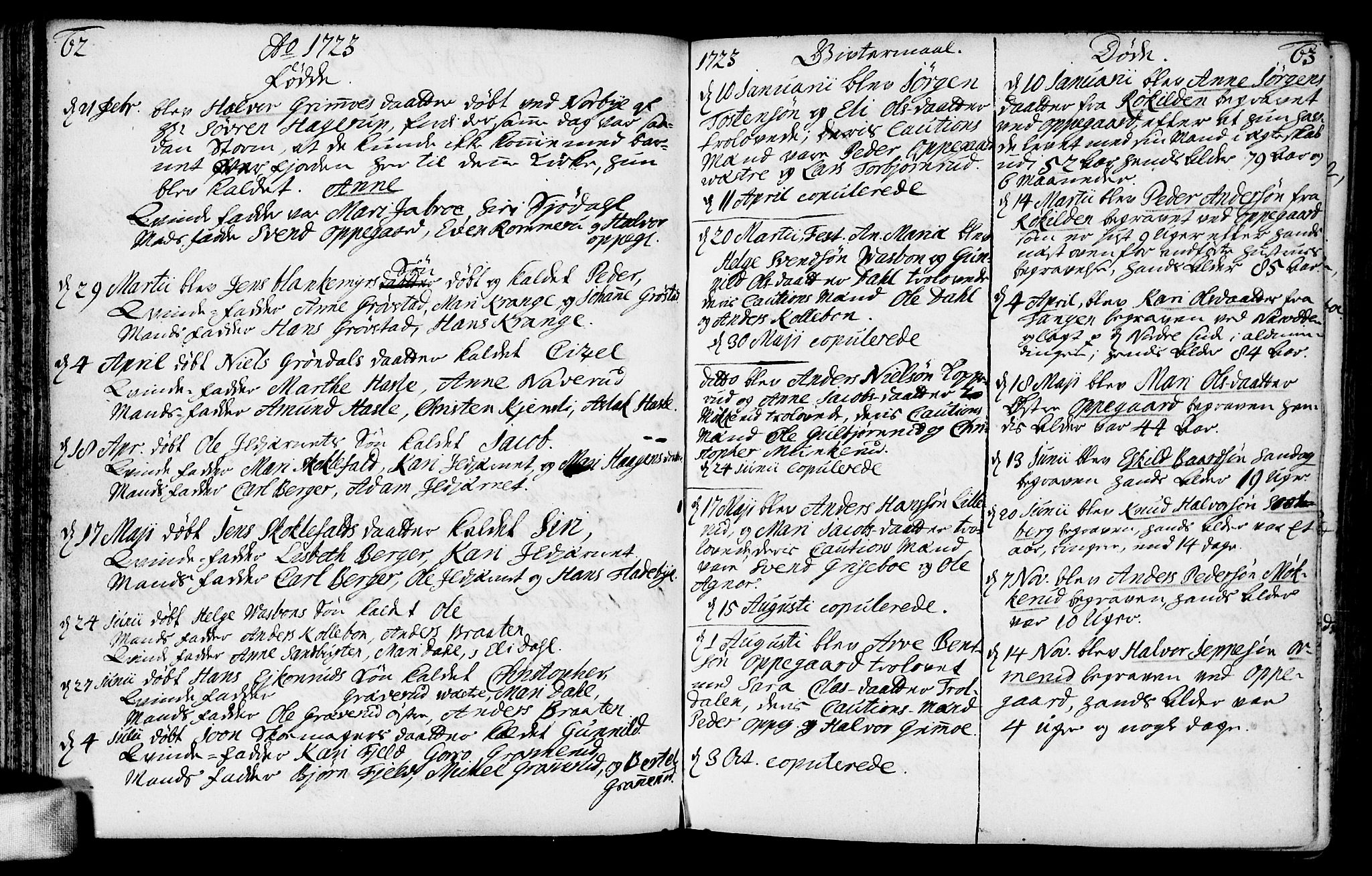 Nesodden prestekontor Kirkebøker, AV/SAO-A-10013/F/Fa/L0001: Ministerialbok nr. I 1, 1709-1750, s. 62-63