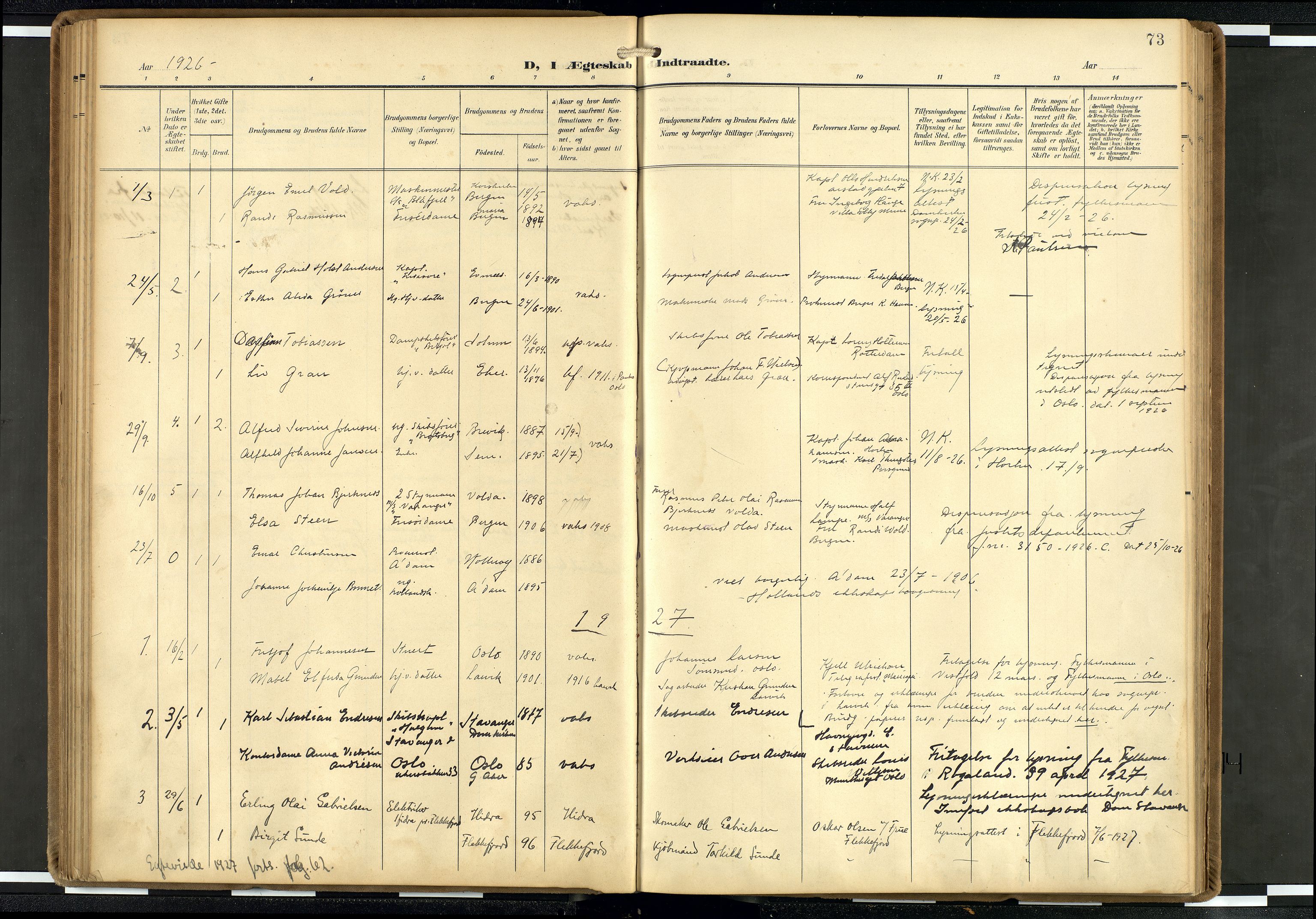 Den norske sjømannsmisjon i utlandet/Hollandske havner (Amsterdam-Rotterdam-Europort), AV/SAB-SAB/PA-0106/H/Ha/Haa/L0003: Ministerialbok nr. A 3, 1908-1927, s. 72b-73a