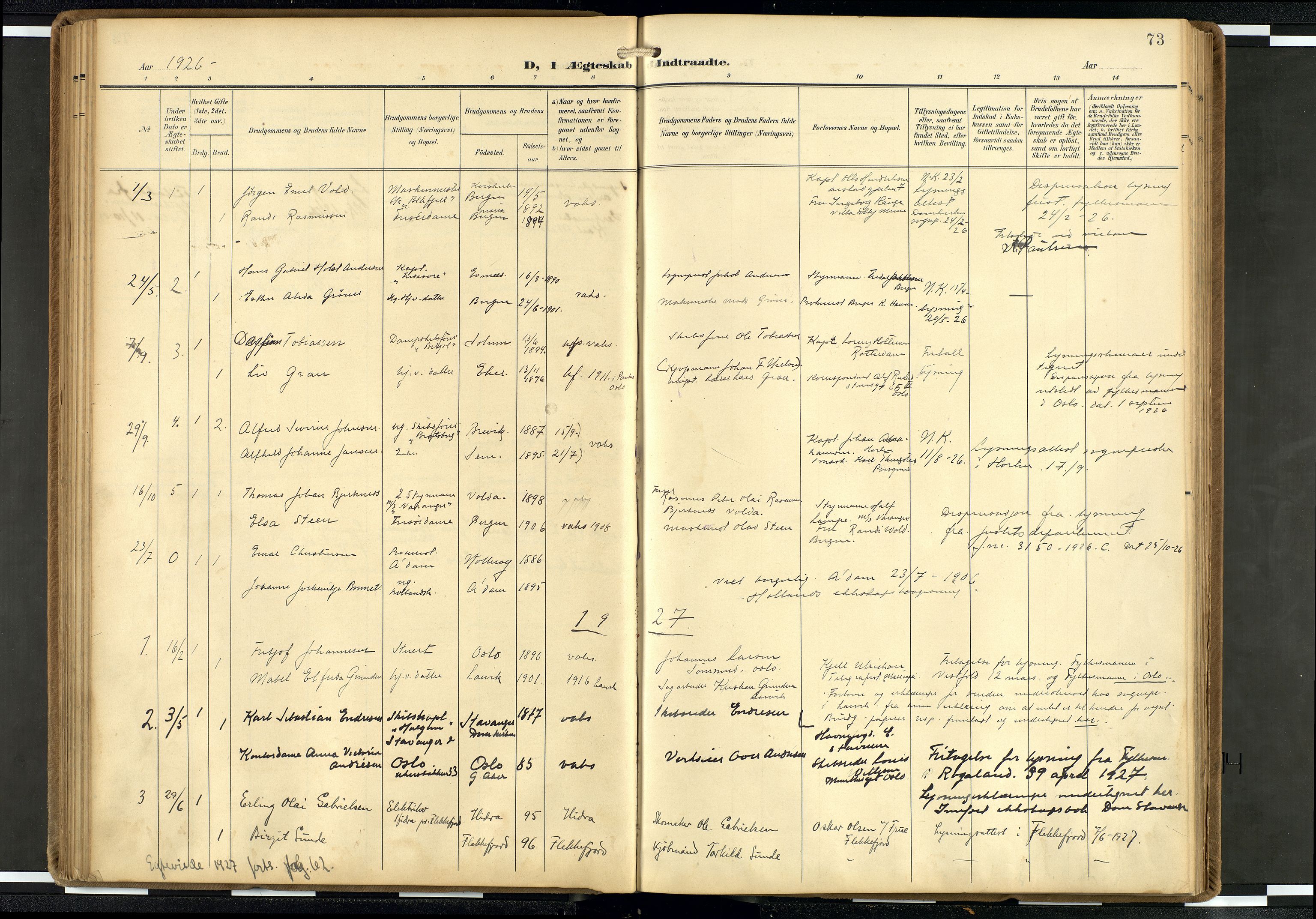 Den norske sjømannsmisjon i utlandet/Hollandske havner (Amsterdam-Rotterdam-Europort), SAB/SAB/PA-0106/H/Ha/Haa/L0003: Ministerialbok nr. A 3, 1908-1927, s. 72b-73a