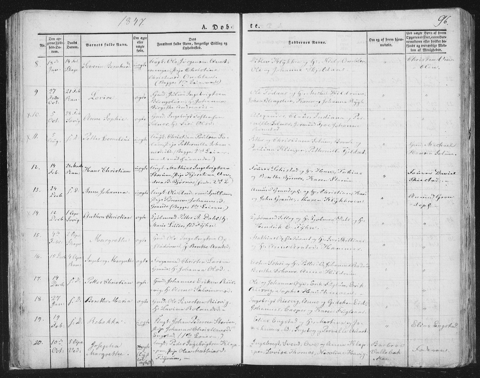Ministerialprotokoller, klokkerbøker og fødselsregistre - Nord-Trøndelag, SAT/A-1458/764/L0551: Ministerialbok nr. 764A07a, 1824-1864, s. 96