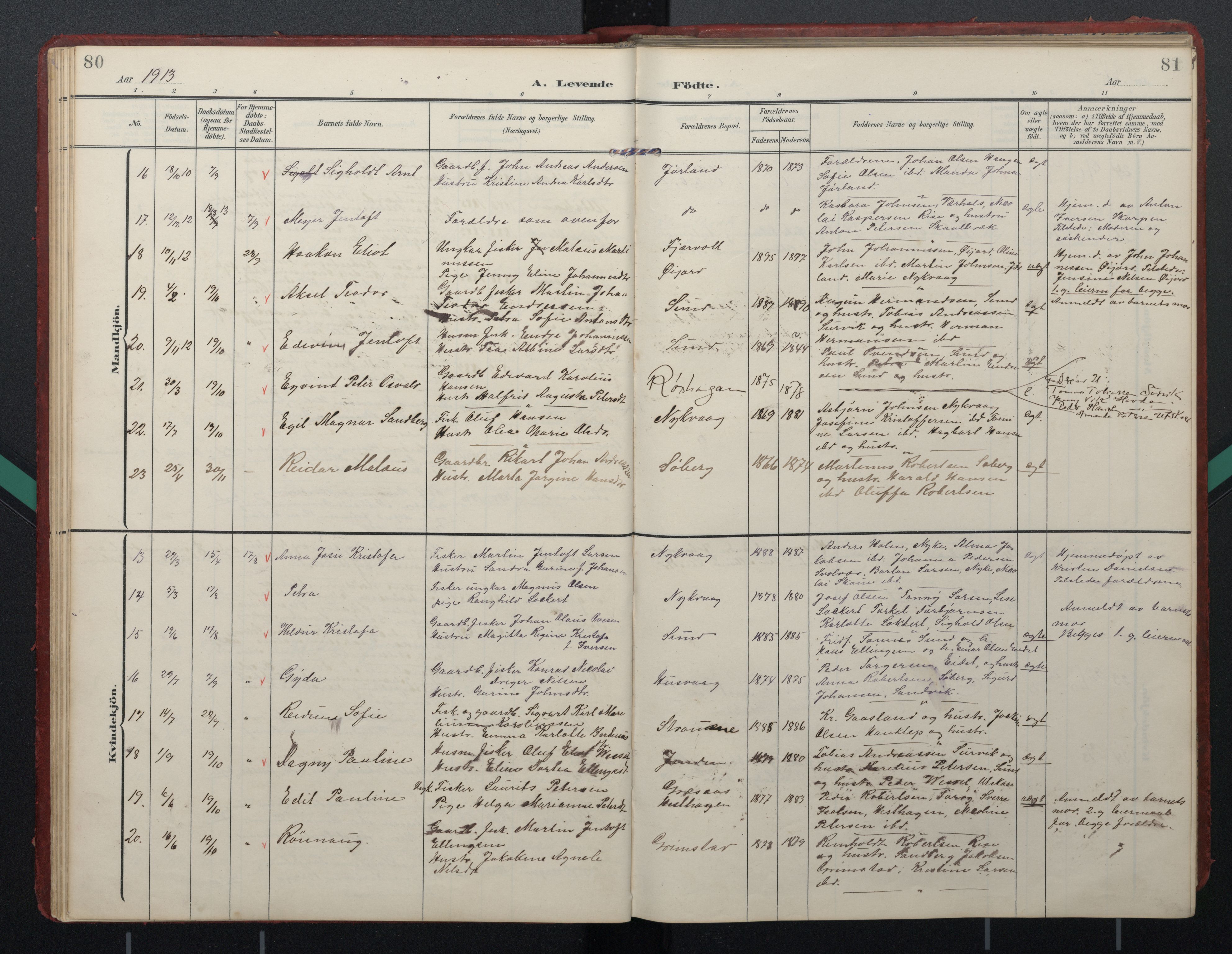 Ministerialprotokoller, klokkerbøker og fødselsregistre - Nordland, AV/SAT-A-1459/892/L1322: Ministerialbok nr. 892A03, 1904-1921, s. 80-81