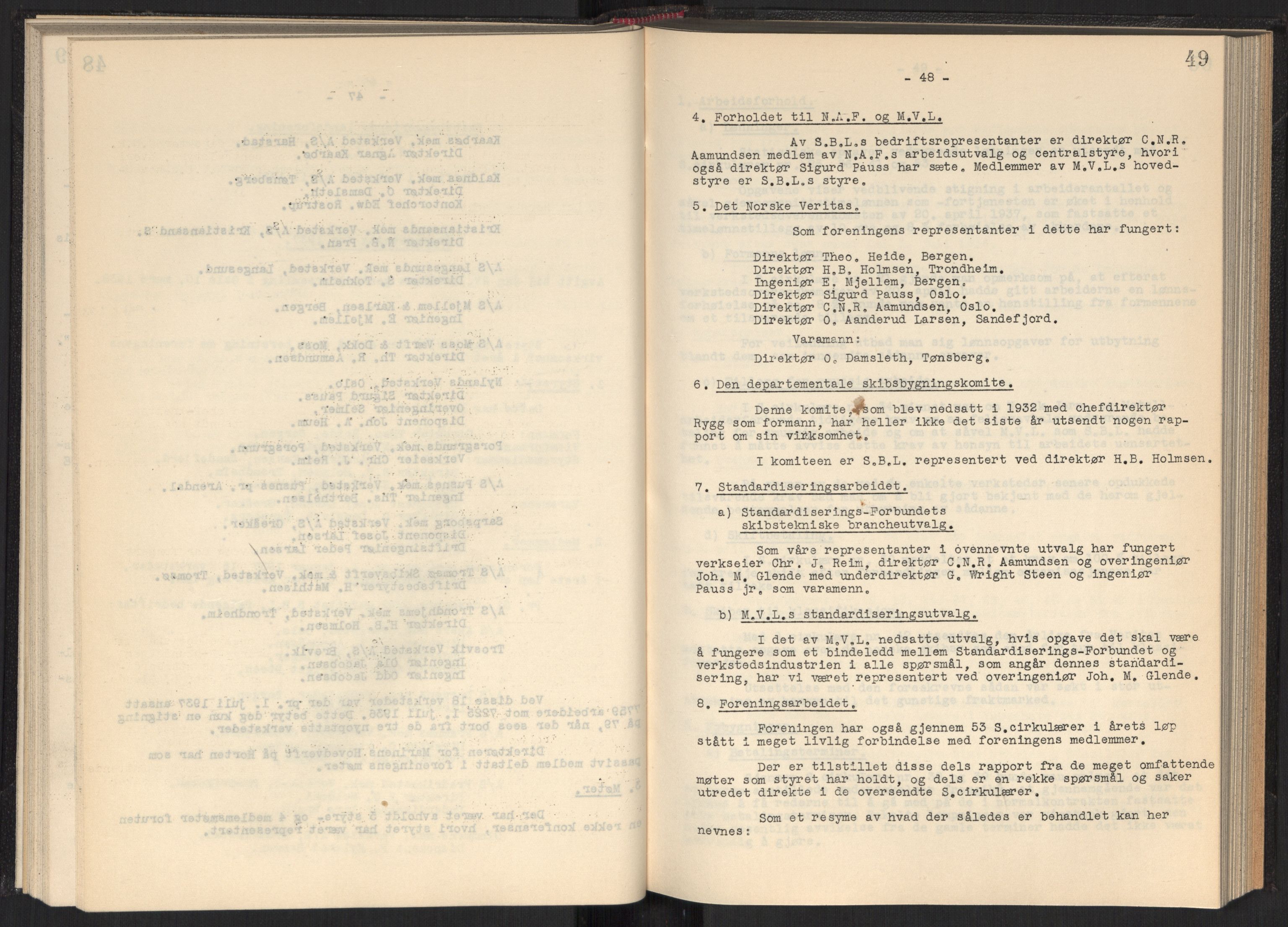 Teknologibedriftenes Landsforening TBL, RA/PA-1700/A/Ad/L0006: Årsberetning med register, 1937-1943, s. 49