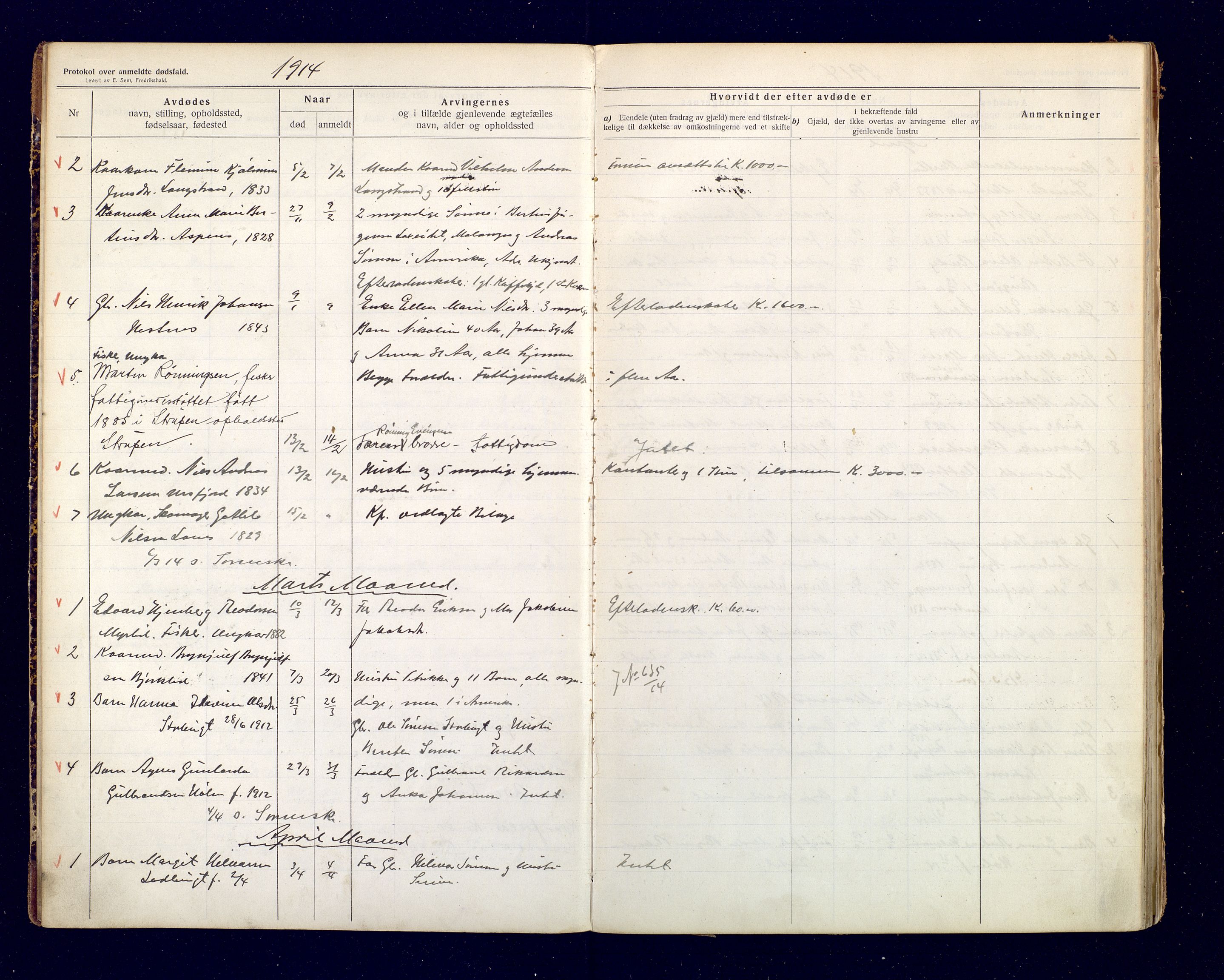 Lensmannen i Balsfjord, AV/SATØ-S-0085/Gh/Ghb/L0112: Dødsfallsprotokoller 1879-1973, 1914-1922