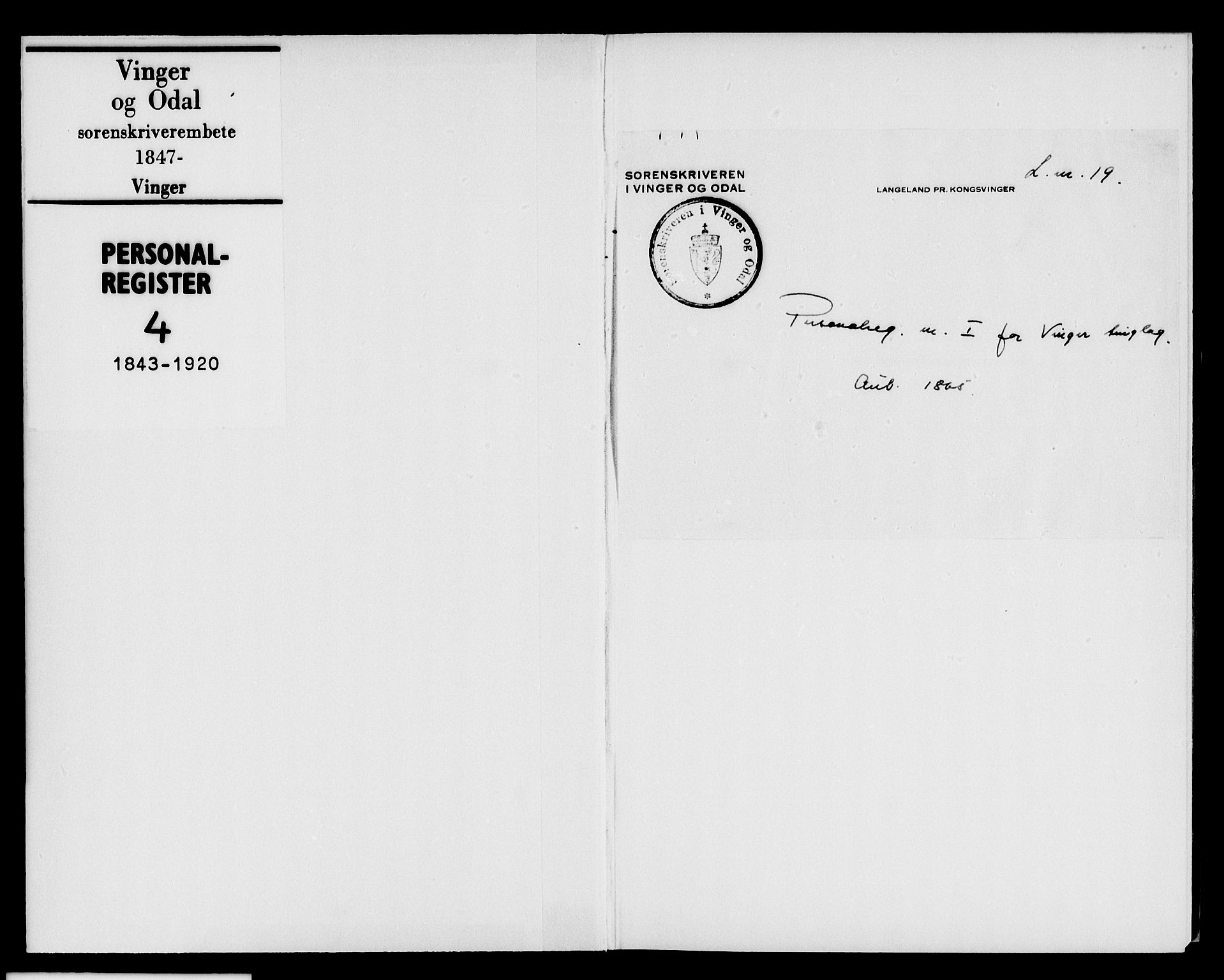 Vinger og Odal sorenskriveri, SAH/TING-022/H/Ha/Haf/Hafa/L0005: Panteregister nr. 4, 1843-1920