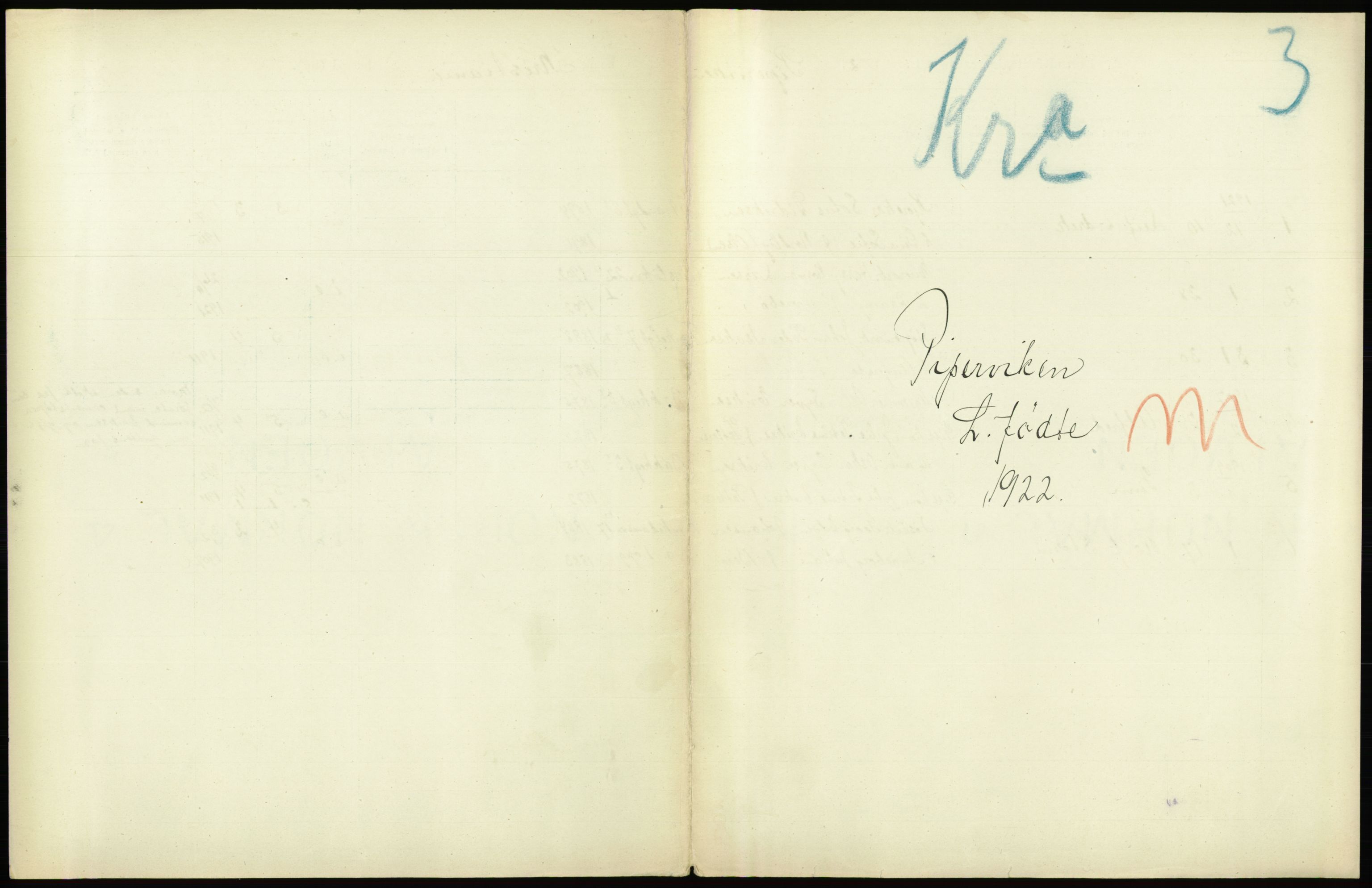 Statistisk sentralbyrå, Sosiodemografiske emner, Befolkning, AV/RA-S-2228/D/Df/Dfc/Dfcb/L0007: Kristiania: Levendefødte menn og kvinner., 1922, s. 103