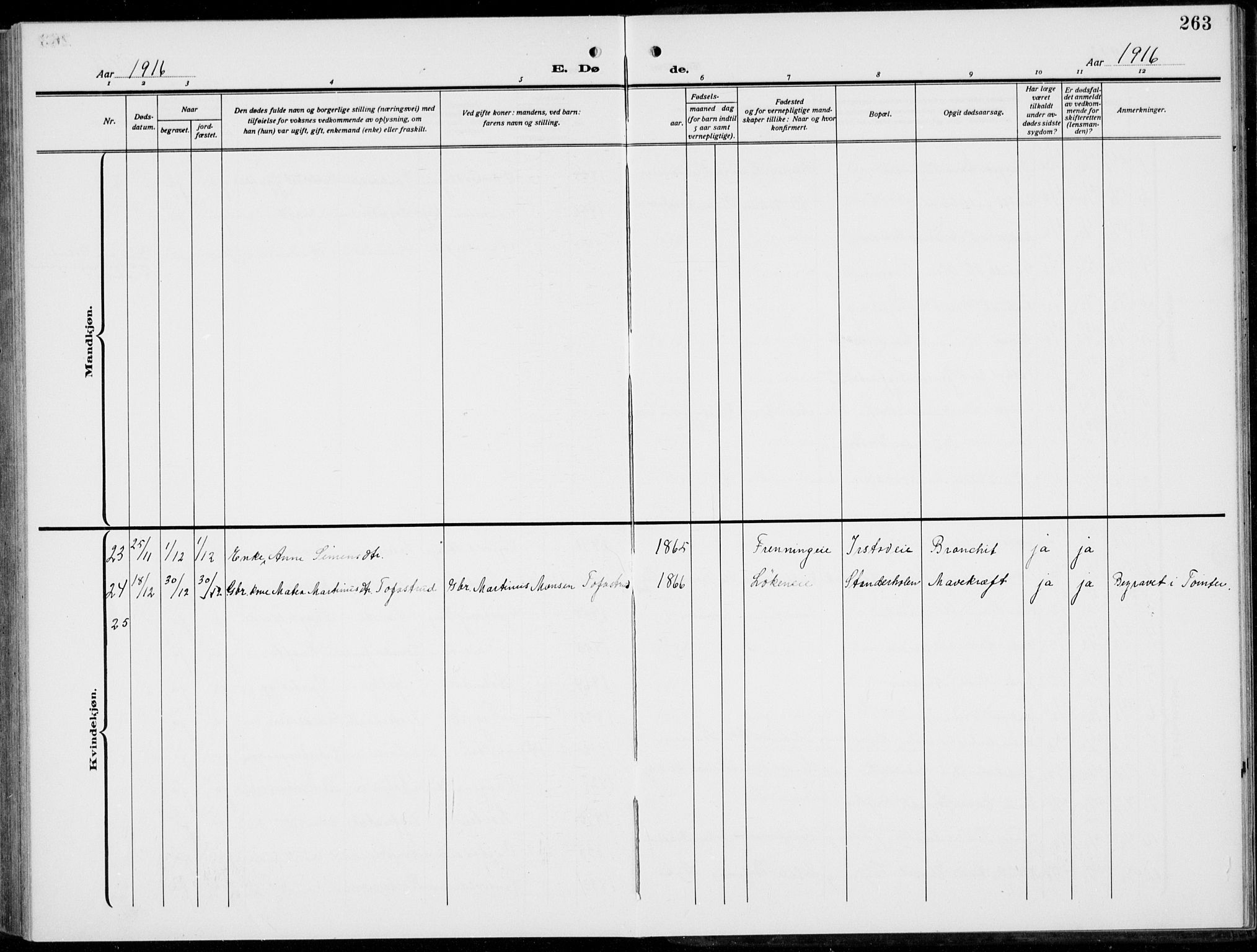 Romedal prestekontor, AV/SAH-PREST-004/L/L0014: Klokkerbok nr. 14, 1915-1939, s. 263