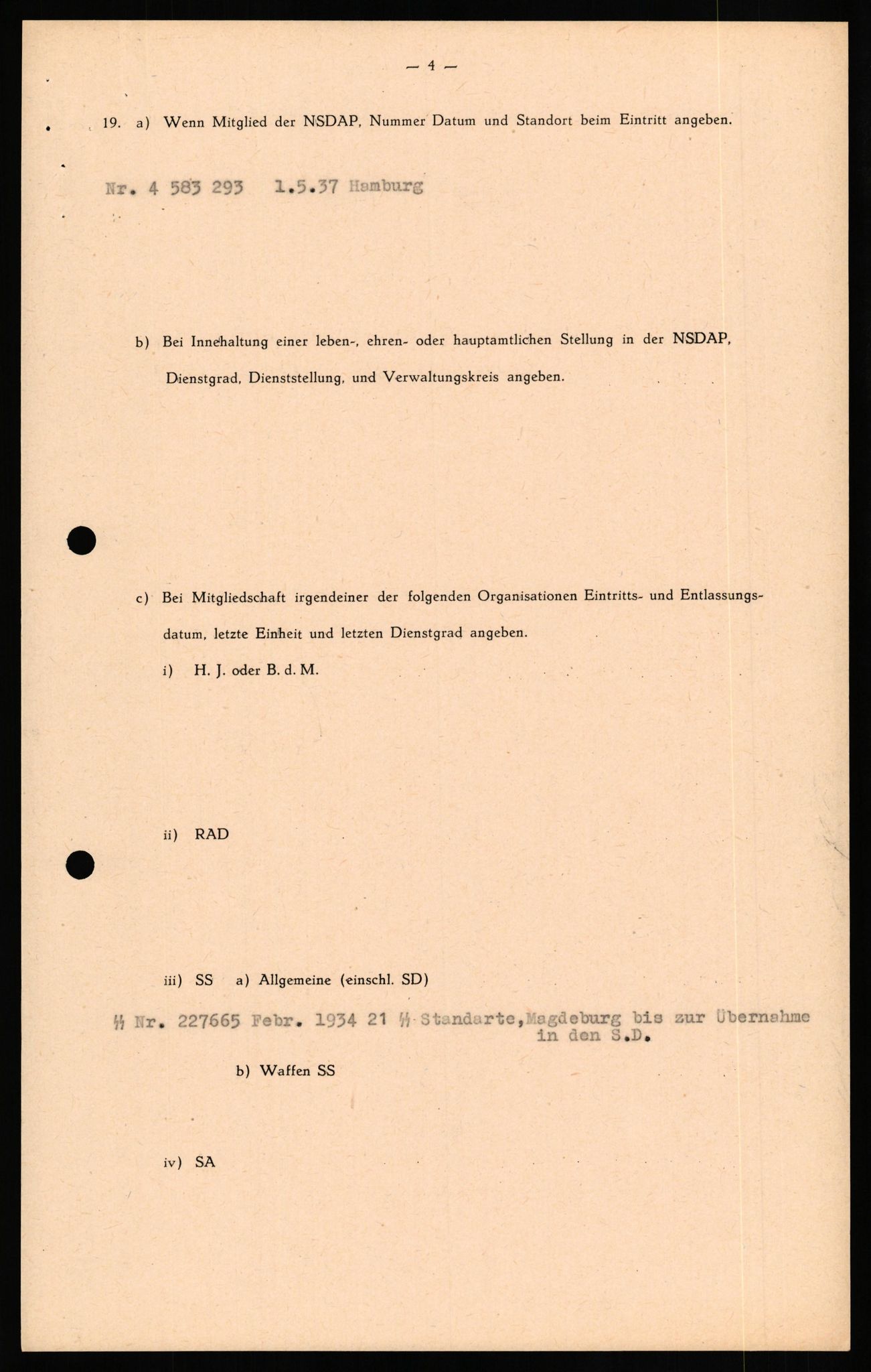 Forsvaret, Forsvarets overkommando II, RA/RAFA-3915/D/Db/L0029: CI Questionaires. Tyske okkupasjonsstyrker i Norge. Tyskere., 1945-1946, s. 349