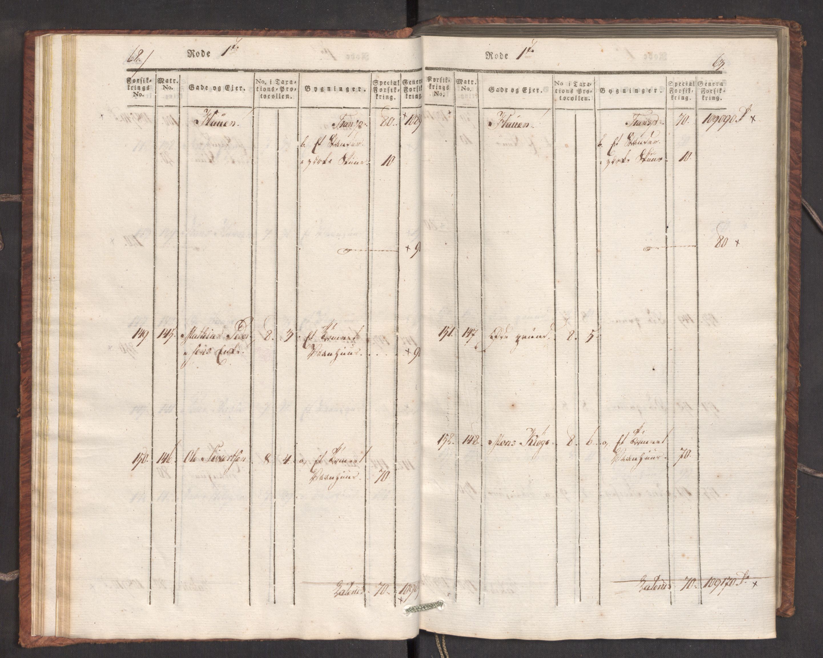 Kommersekollegiet, Brannforsikringskontoret 1767-1814, AV/RA-EA-5458/F/Fa/L0007/0001: Bergen / Branntakstprotokoll, 1807-1817, s. 62-63