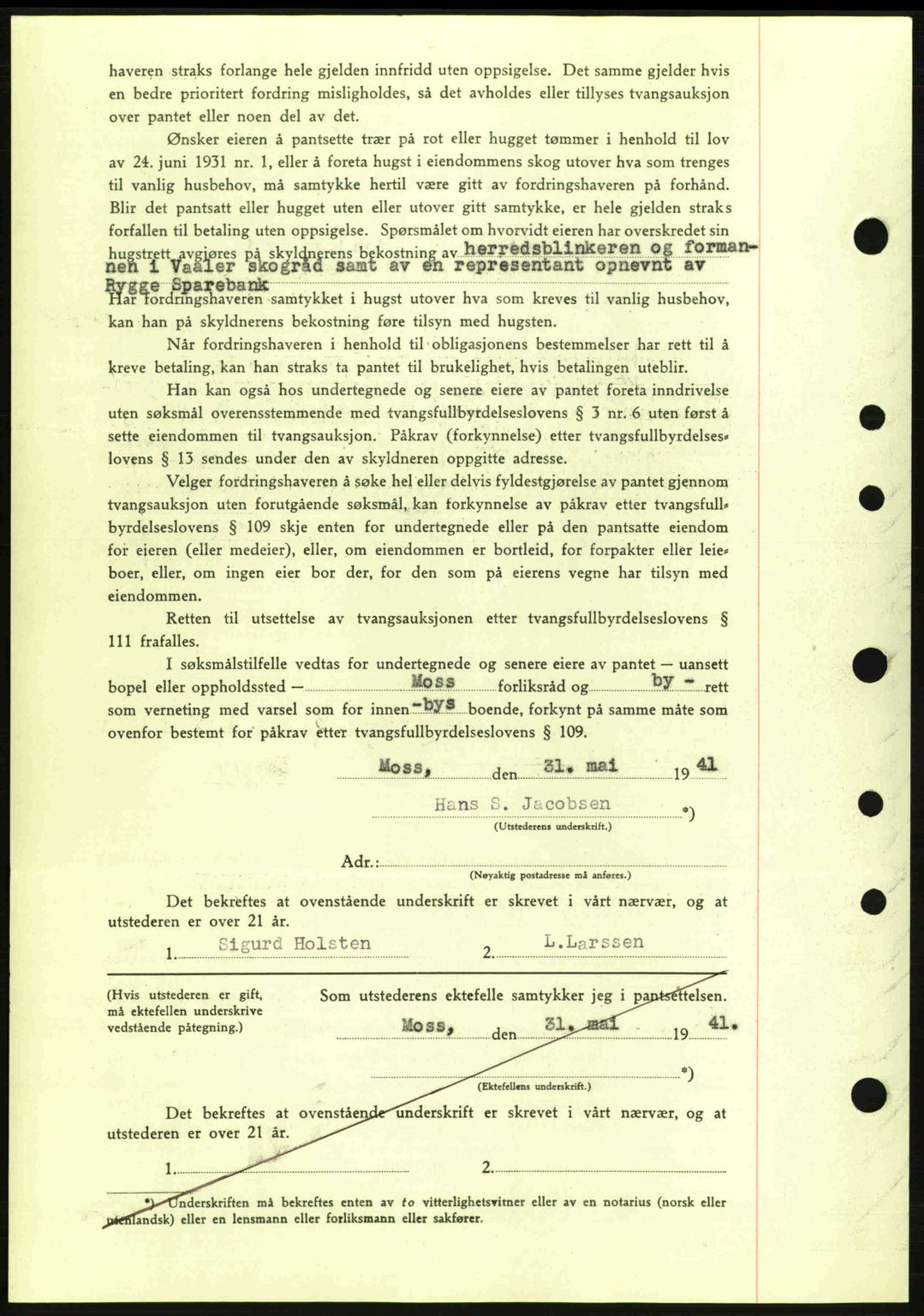 Moss sorenskriveri, SAO/A-10168: Pantebok nr. B10, 1940-1941, Dagboknr: 1002/1941