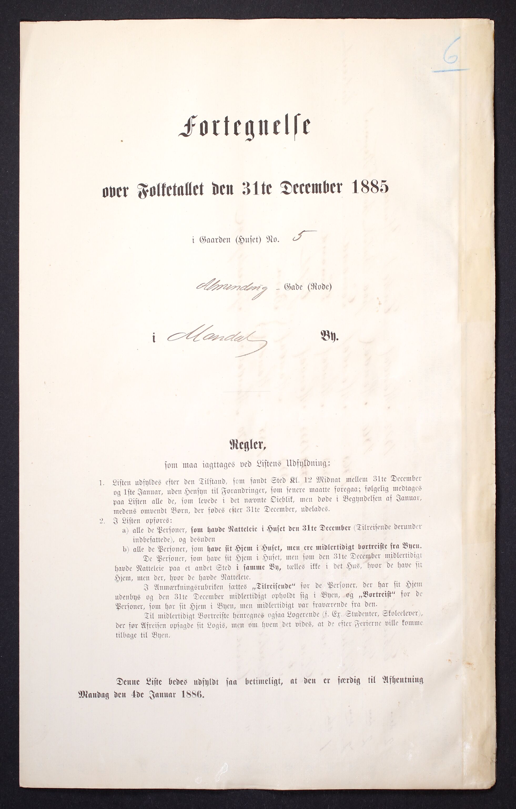 SAK, Folketelling 1885 for 1002 Mandal ladested, 1885, s. 14