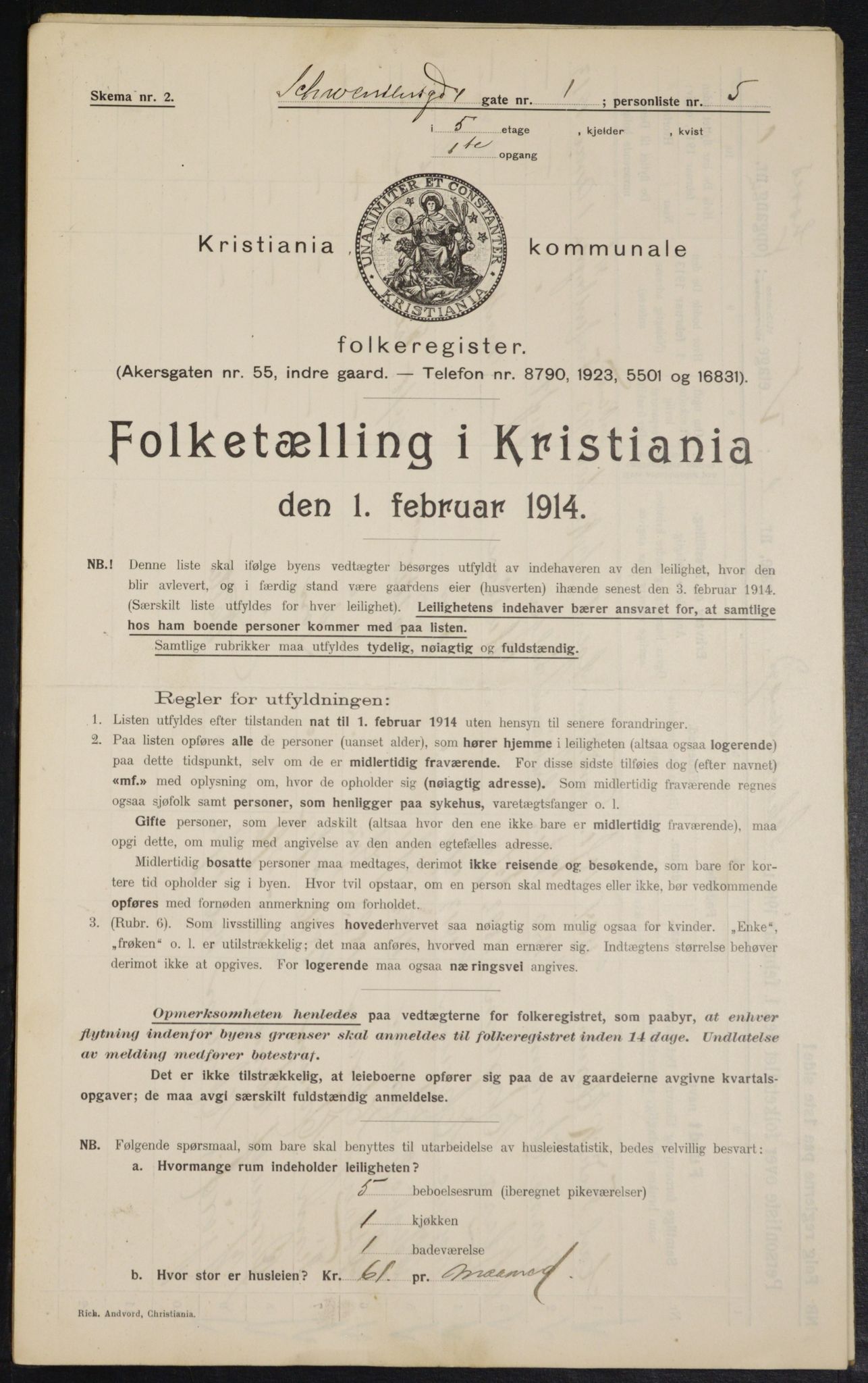 OBA, Kommunal folketelling 1.2.1914 for Kristiania, 1914, s. 92483