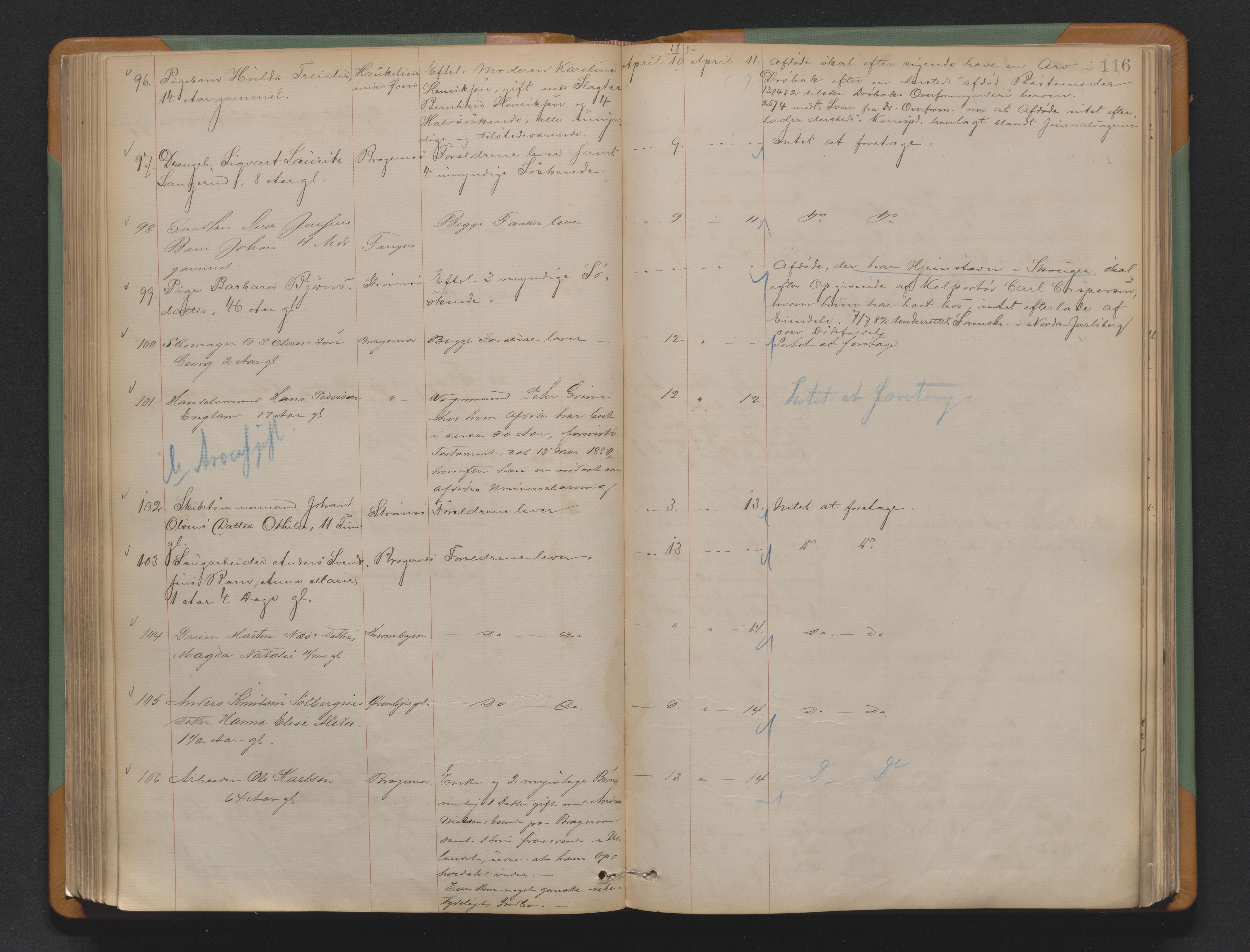 Drammen byfogd, AV/SAKO-A-222/H/Ha/Haa/L0006: Dødsjournal., 1878-1886, s. 116