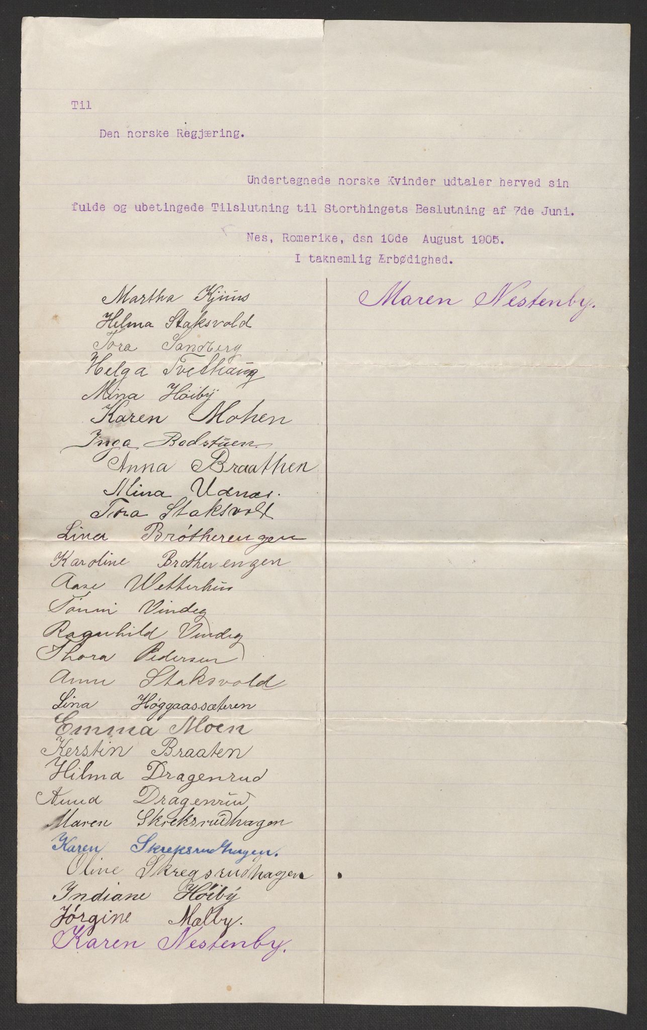 Justisdepartementet, 2. sivilkontor C, AV/RA-S-1040/F/L0125B/0002: Folkeavstemmingen august 1905 / Kvinnenes stemmelister, 1905, s. 33
