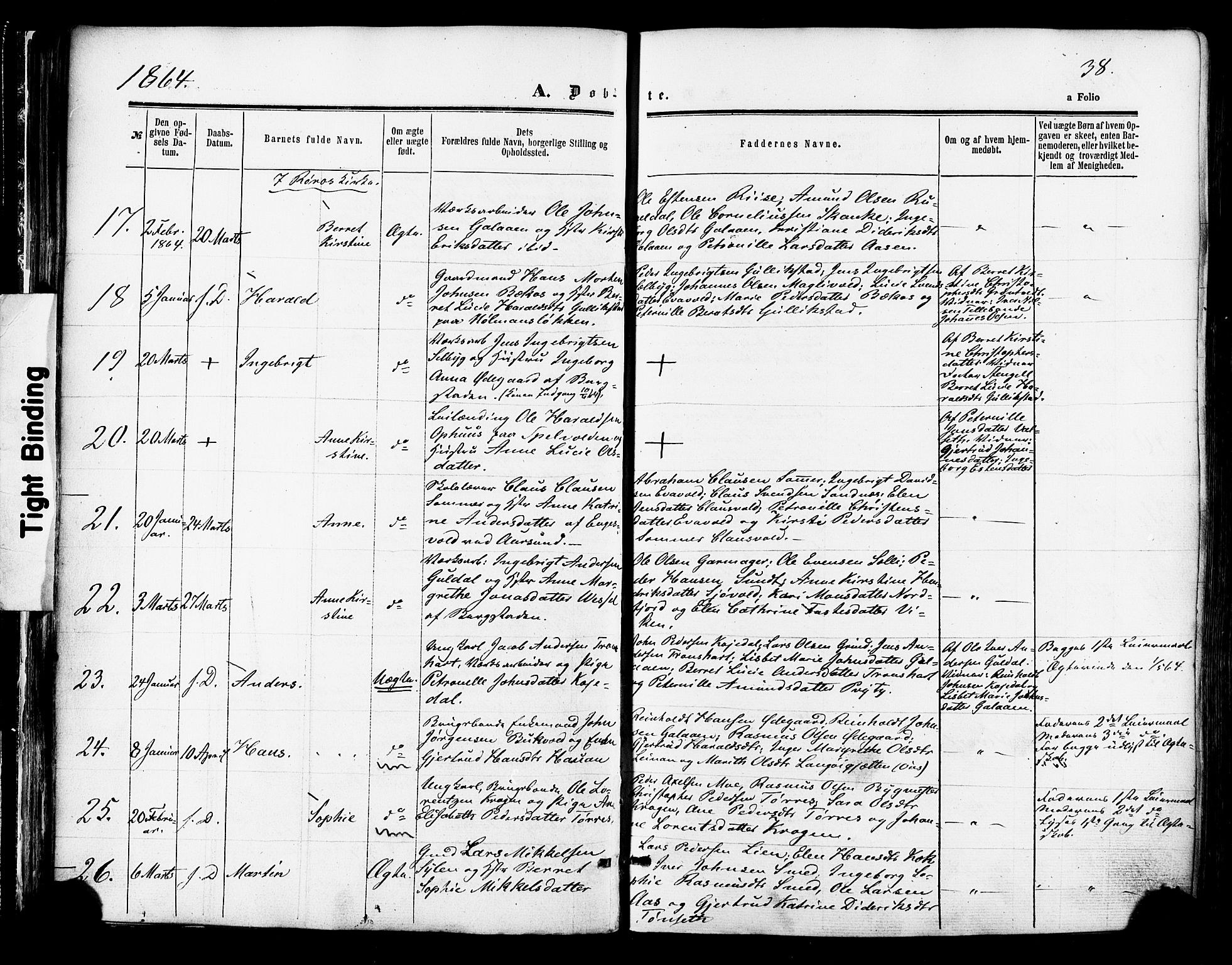 Ministerialprotokoller, klokkerbøker og fødselsregistre - Sør-Trøndelag, SAT/A-1456/681/L0932: Ministerialbok nr. 681A10, 1860-1878, s. 38