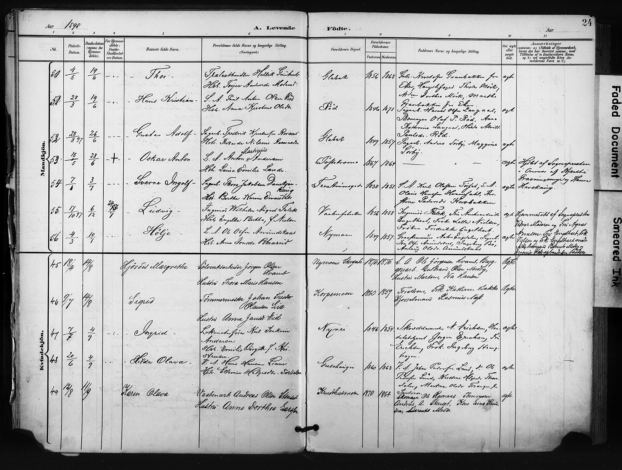 Kongsberg kirkebøker, AV/SAKO-A-22/F/Fb/L0003: Ministerialbok nr. II 3, 1896-1905, s. 24