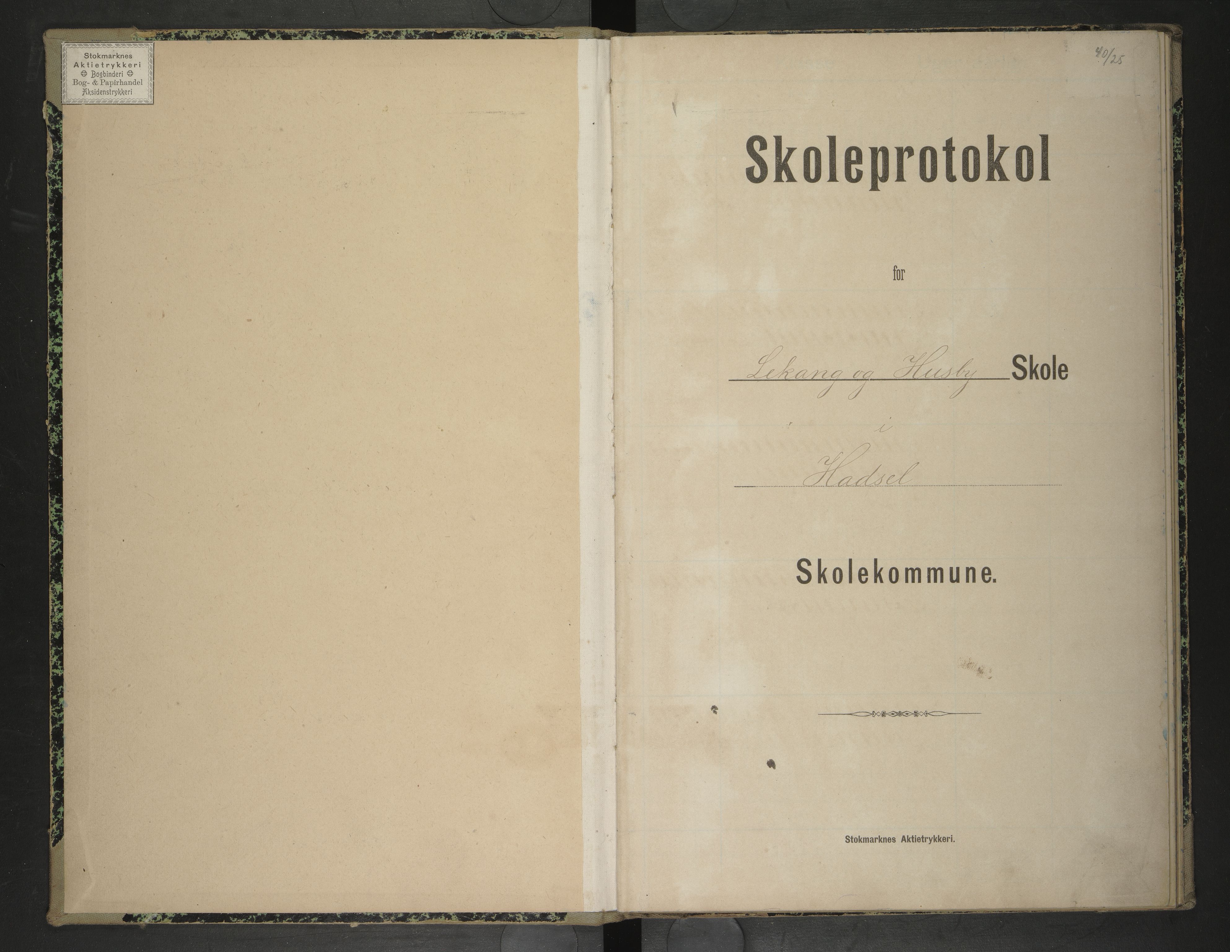 Hadsel kommune. Lekang og Husby skolekrets, AIN/K-18660.510.52/F/L0001: Skoleprotokoll for Lekang og Husby krets, 1905-1915