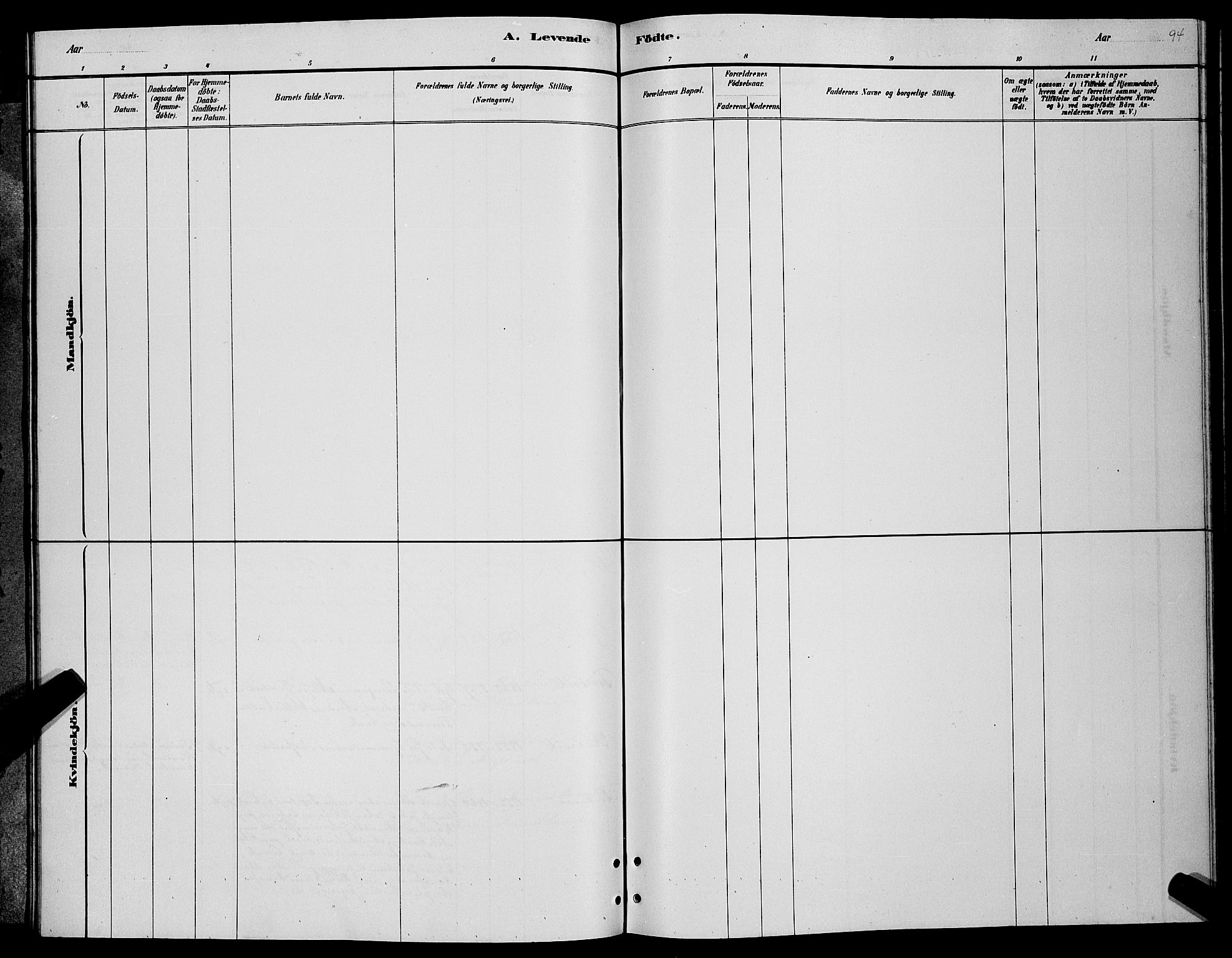 Lenvik sokneprestembete, SATØ/S-1310/H/Ha/Hab/L0006klokker: Klokkerbok nr. 6, 1881-1889, s. 94