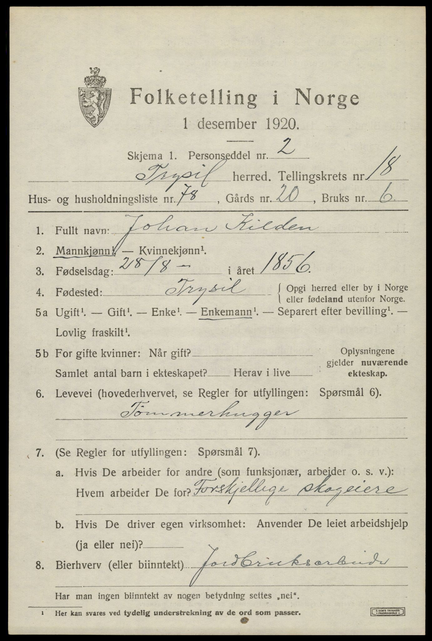 SAH, Folketelling 1920 for 0428 Trysil herred, 1920, s. 12697