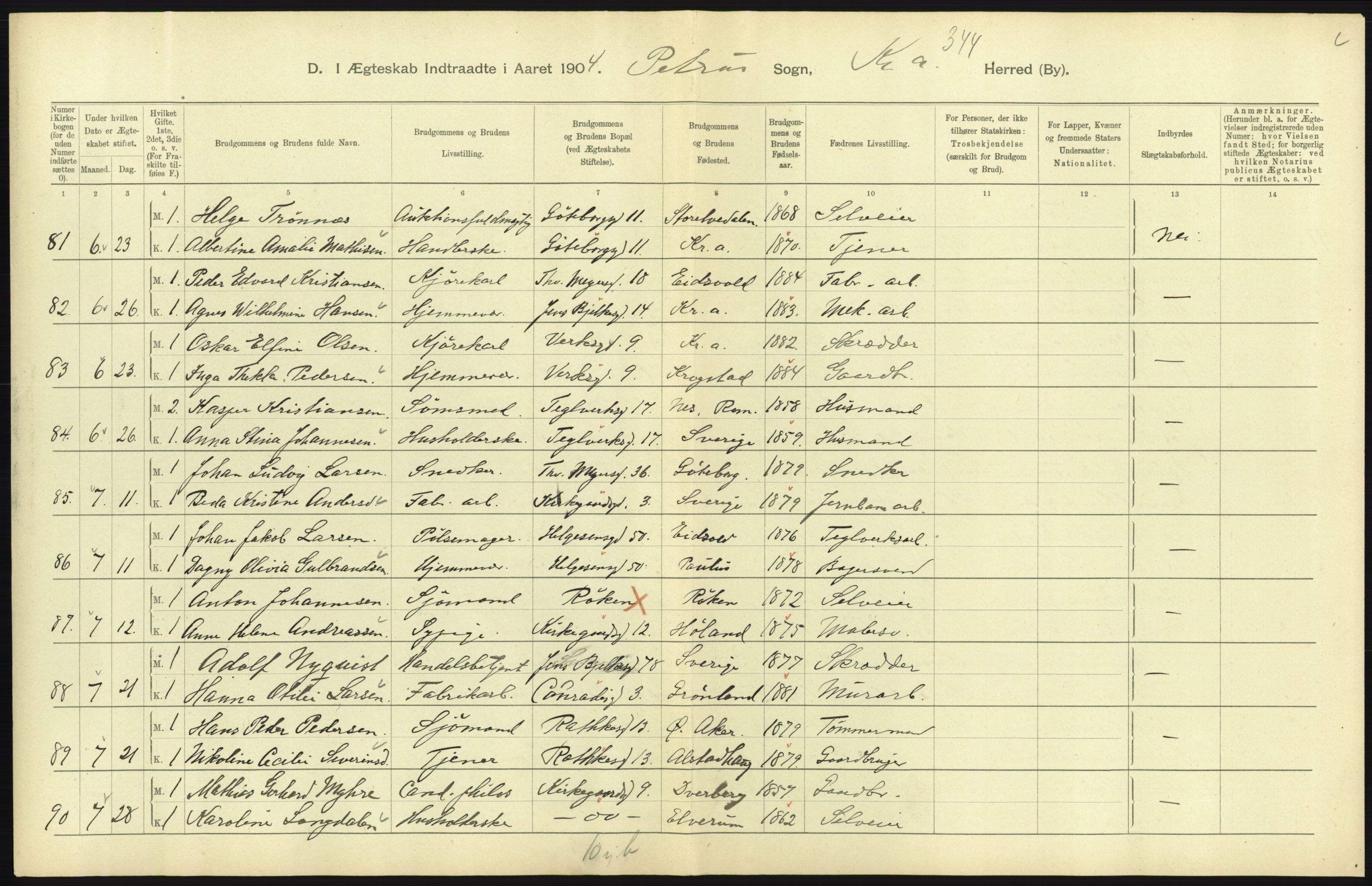 Statistisk sentralbyrå, Sosiodemografiske emner, Befolkning, AV/RA-S-2228/D/Df/Dfa/Dfab/L0004: Kristiania: Gifte, døde, 1904, s. 131