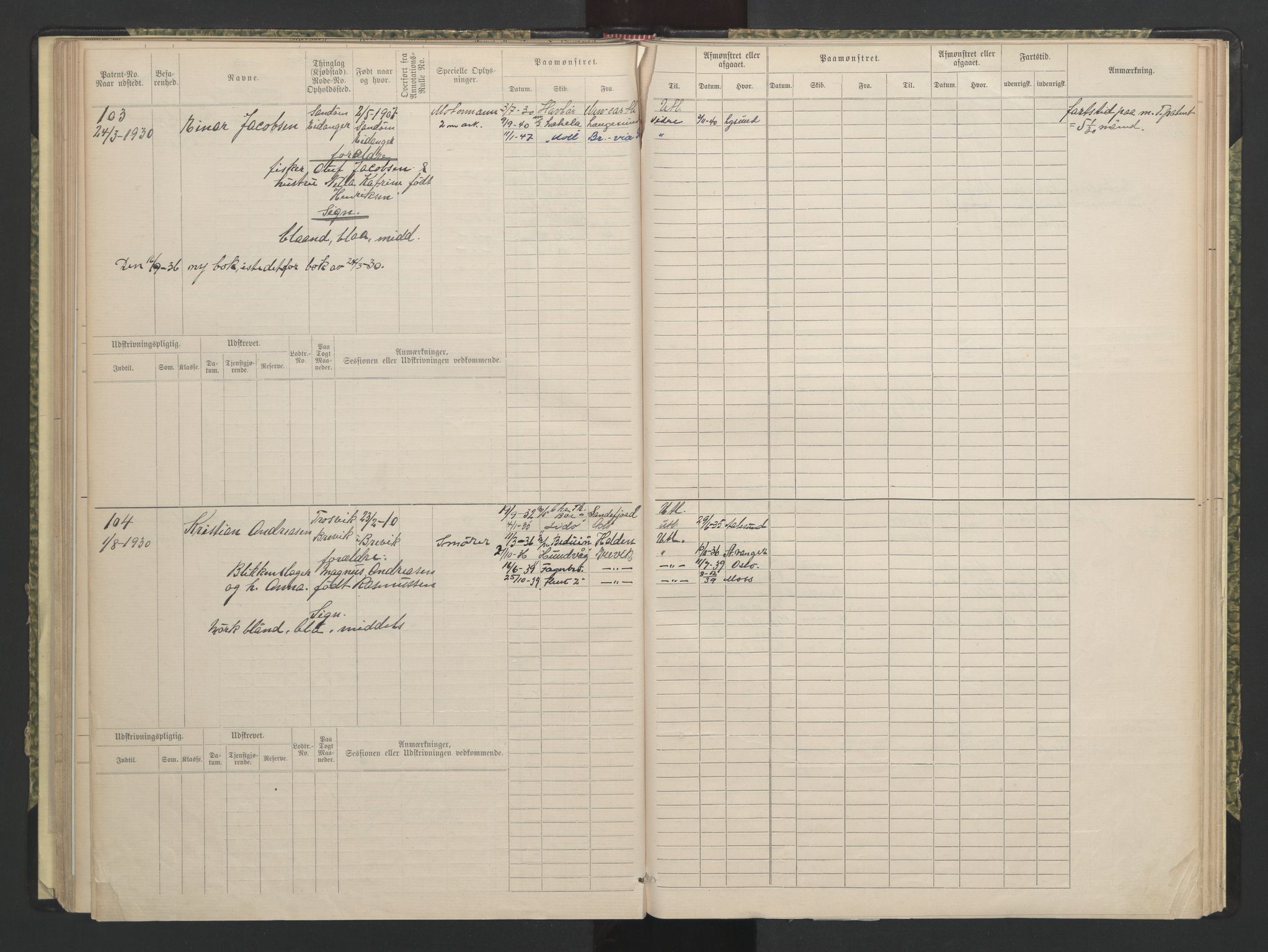 Brevik innrulleringskontor, AV/SAKO-A-833/F/Fc/L0002: Diverse ruller, 1860-1948, s. 113