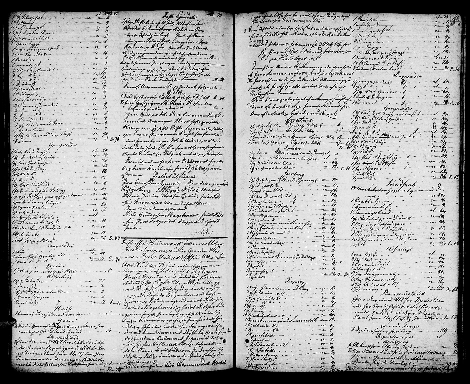 Sunnhordland sorenskrivar, SAB/A-2401/1/H/Ha/Had/L0002: Skifteprotokollar. Føyen, Fjære og Våg. Register i protokoll, 1820-1824, s. 167b-168a