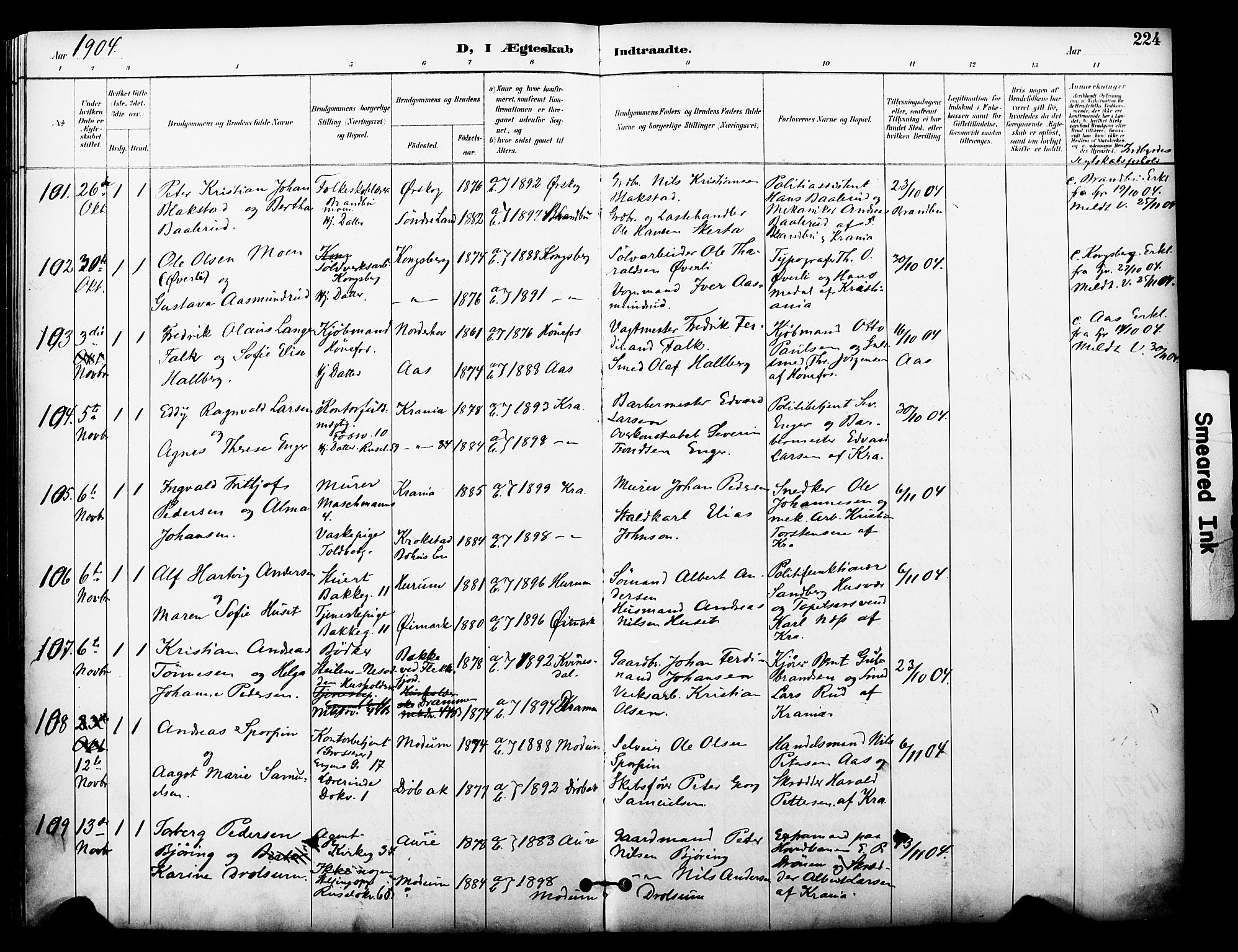 Johannes prestekontor Kirkebøker, AV/SAO-A-10852/F/Fa/L0006: Ministerialbok nr. 6, 1893-1906, s. 224