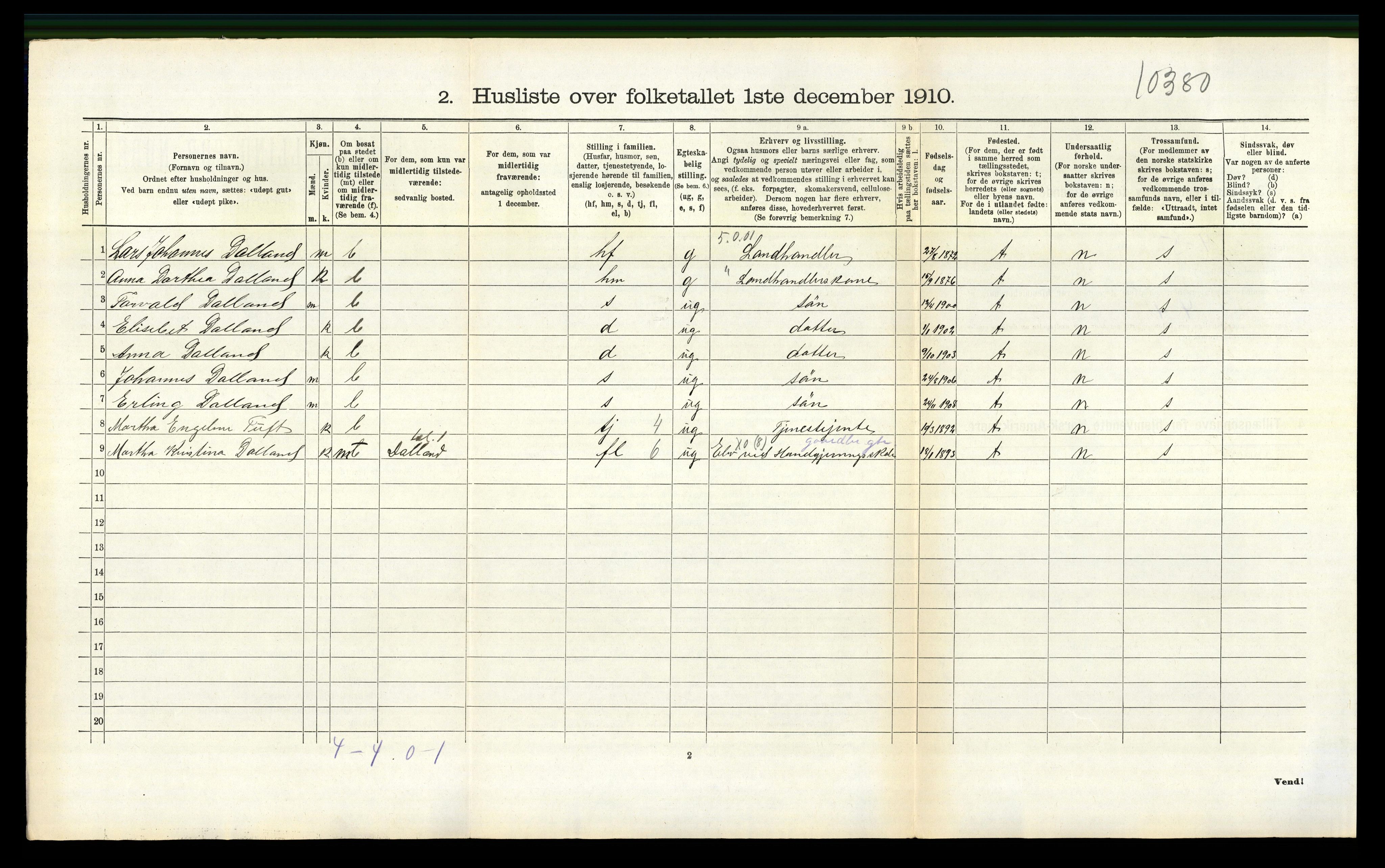 RA, Folketelling 1910 for 1240 Strandvik herred, 1910, s. 212