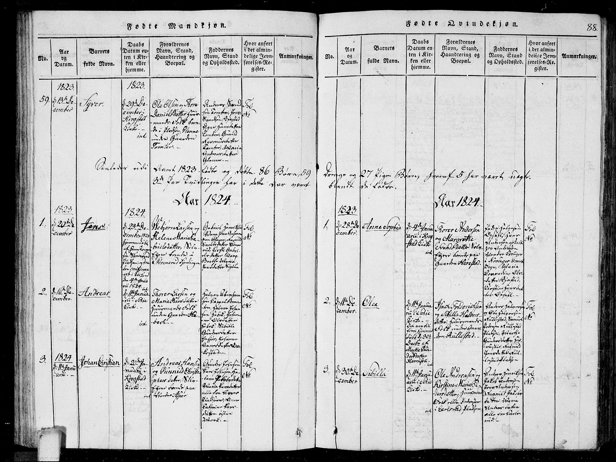 Kråkstad prestekontor Kirkebøker, AV/SAO-A-10125a/G/Ga/L0001: Klokkerbok nr. I 1, 1813-1824, s. 88