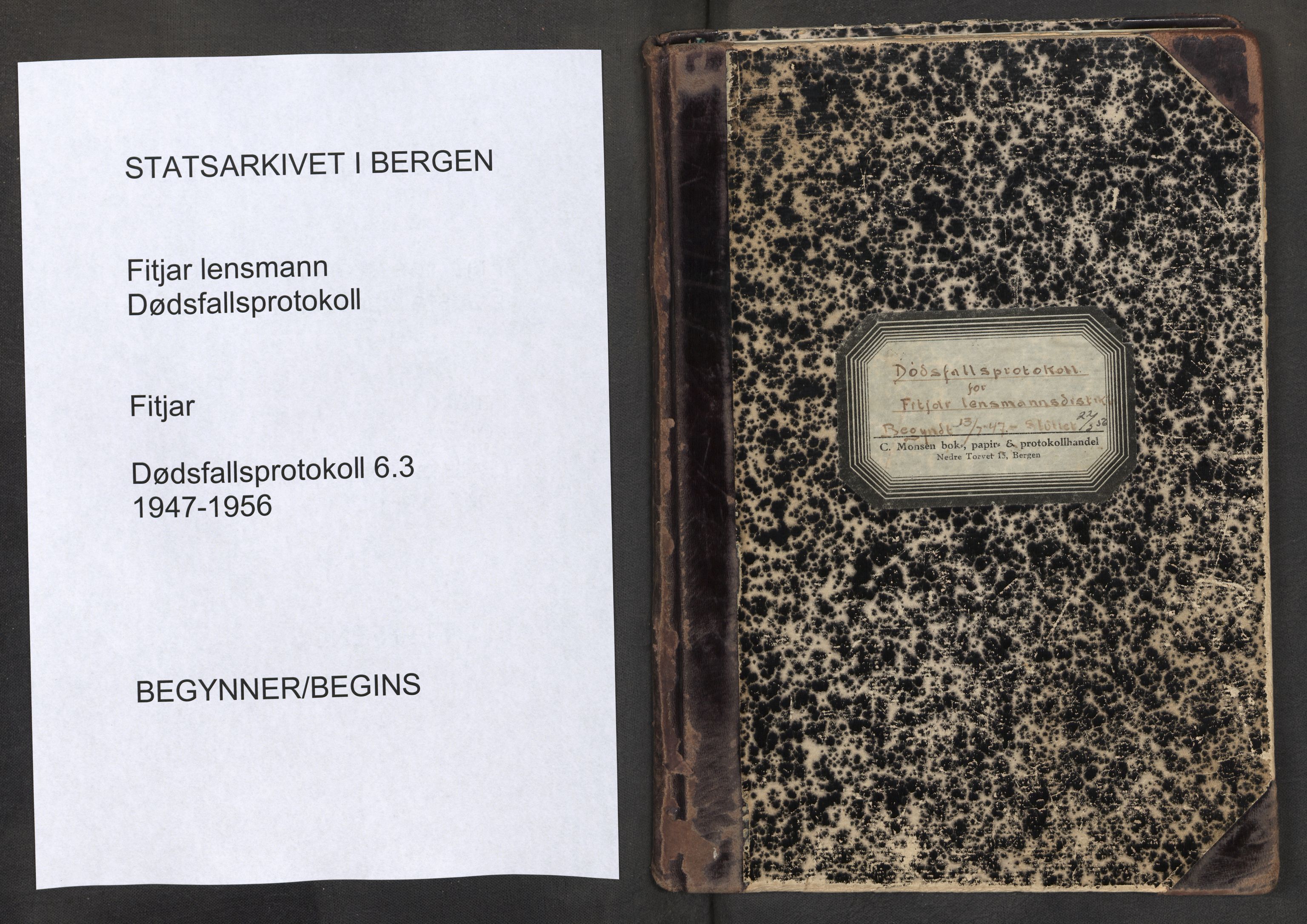 Lensmannen i Fitjar, AV/SAB-A-32001/0006/L0009: Dødsfallprotokoll, 1947-1956