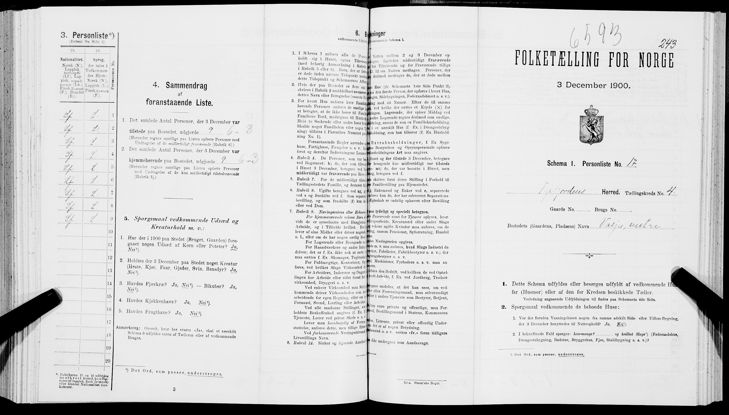 SAT, Folketelling 1900 for 1850 Tysfjord herred, 1900, s. 539