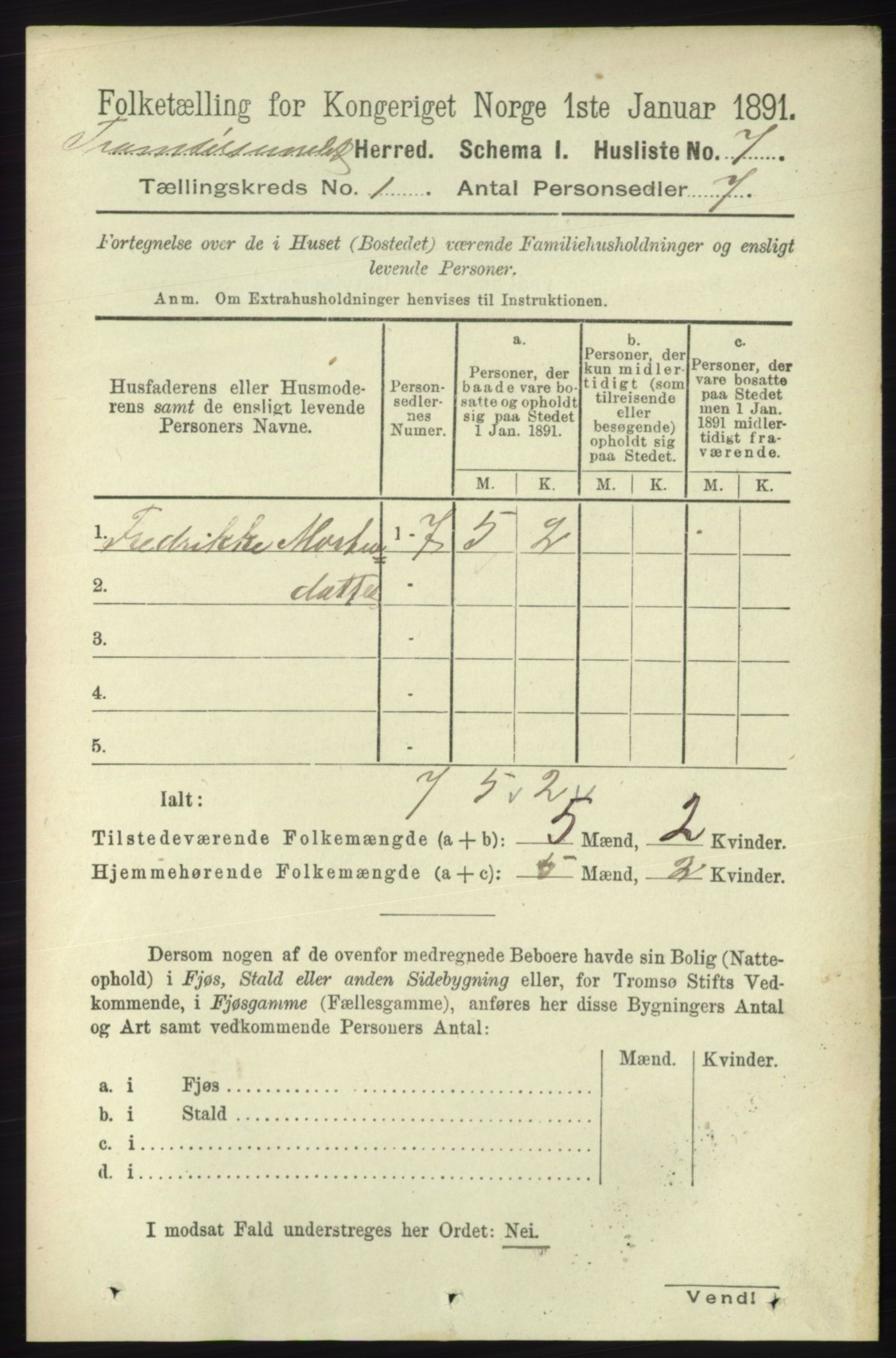 RA, Folketelling 1891 for 1934 Tromsøysund herred, 1891, s. 29