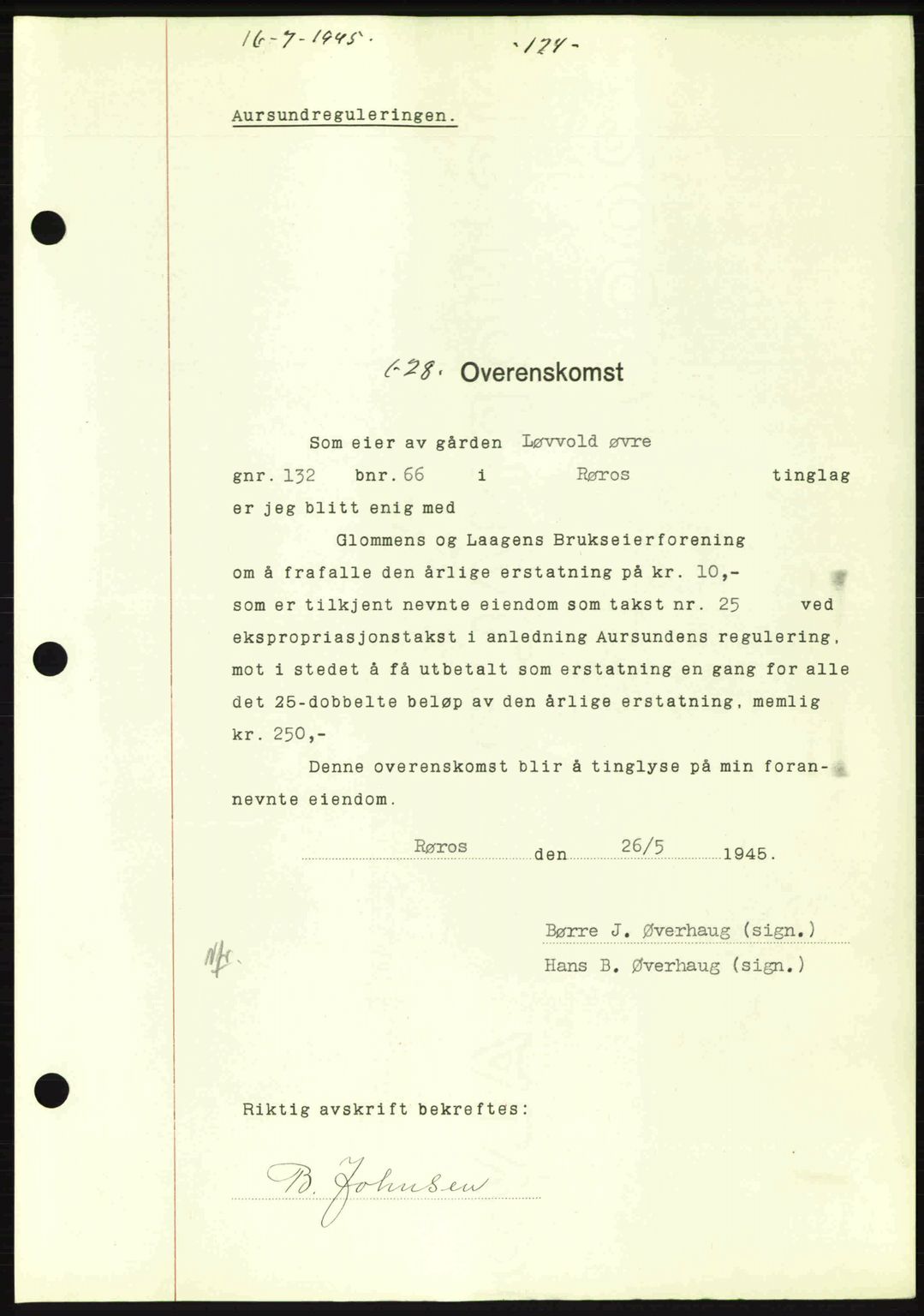 Gauldal sorenskriveri, SAT/A-0014/1/2/2C: Pantebok nr. A1a, 1945-1945, Dagboknr: 628/1945