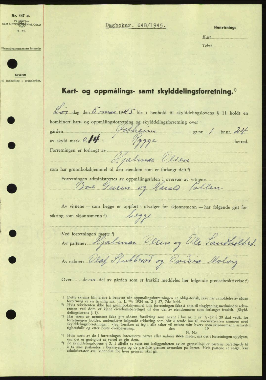 Moss sorenskriveri, SAO/A-10168: Pantebok nr. A13, 1944-1945, Dagboknr: 648/1945
