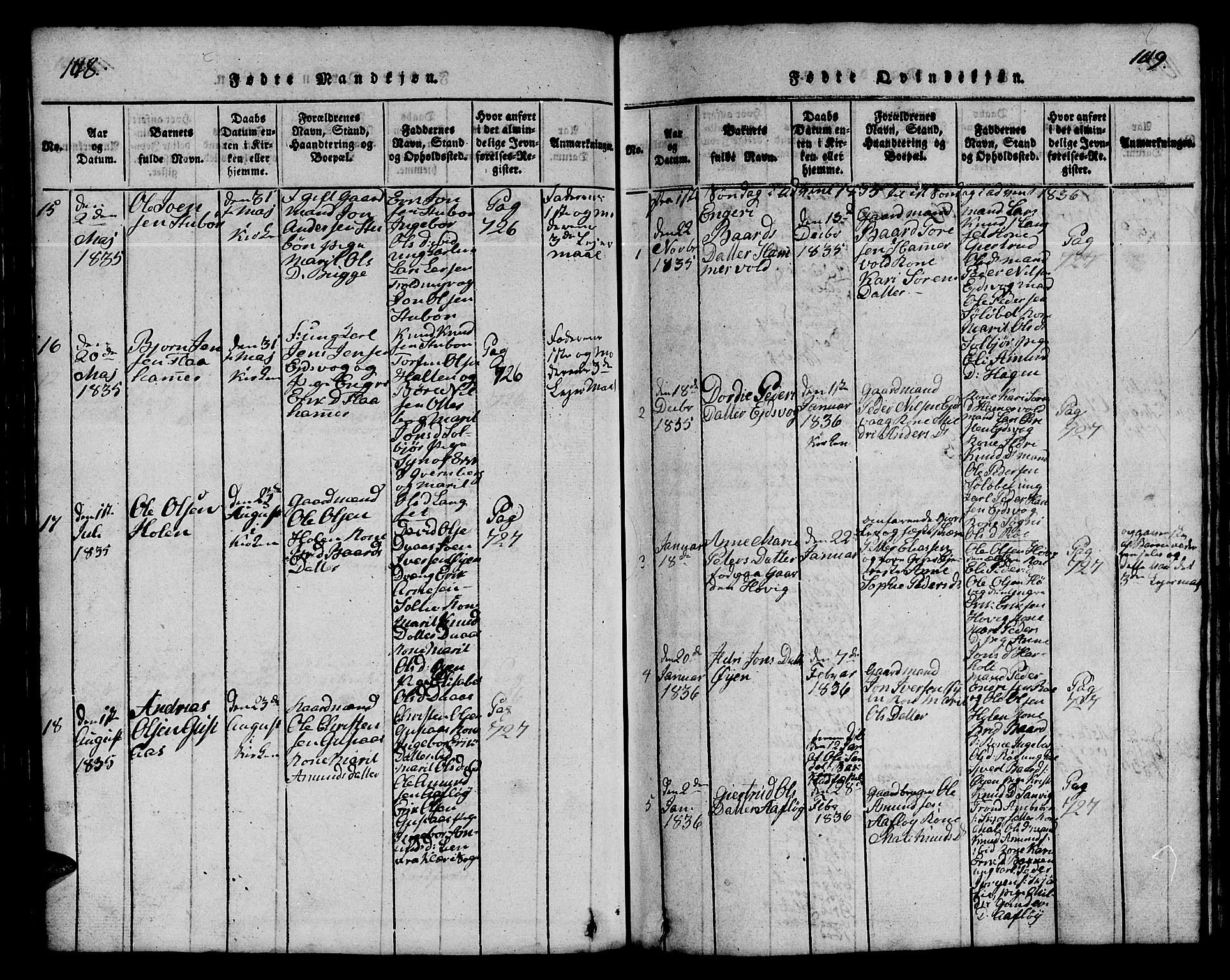 Ministerialprotokoller, klokkerbøker og fødselsregistre - Møre og Romsdal, AV/SAT-A-1454/551/L0629: Klokkerbok nr. 551C01, 1818-1839, s. 148-149