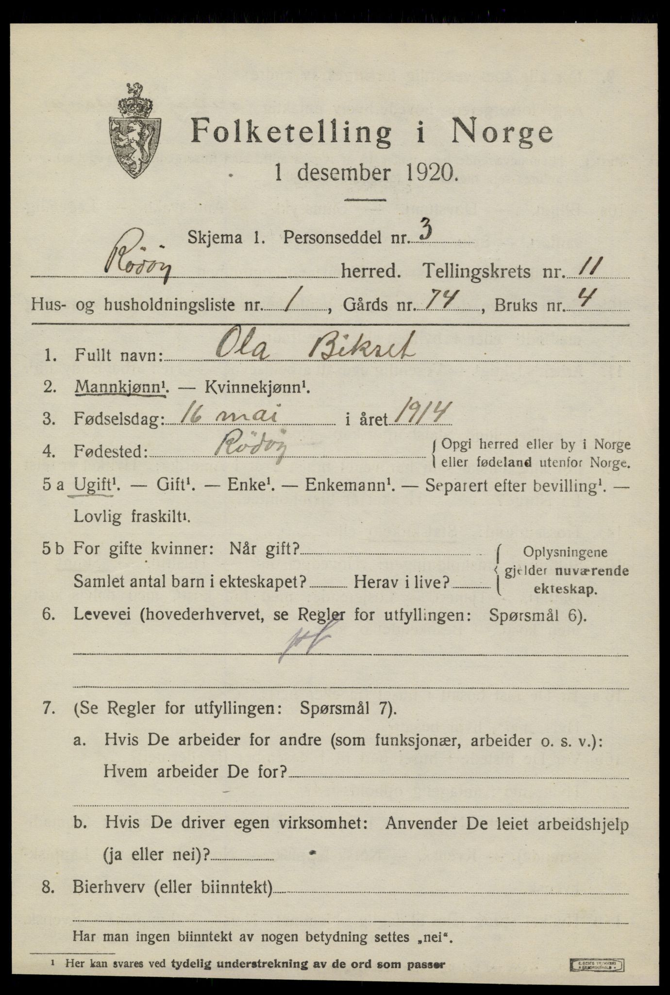 SAT, Folketelling 1920 for 1836 Rødøy herred, 1920, s. 5850