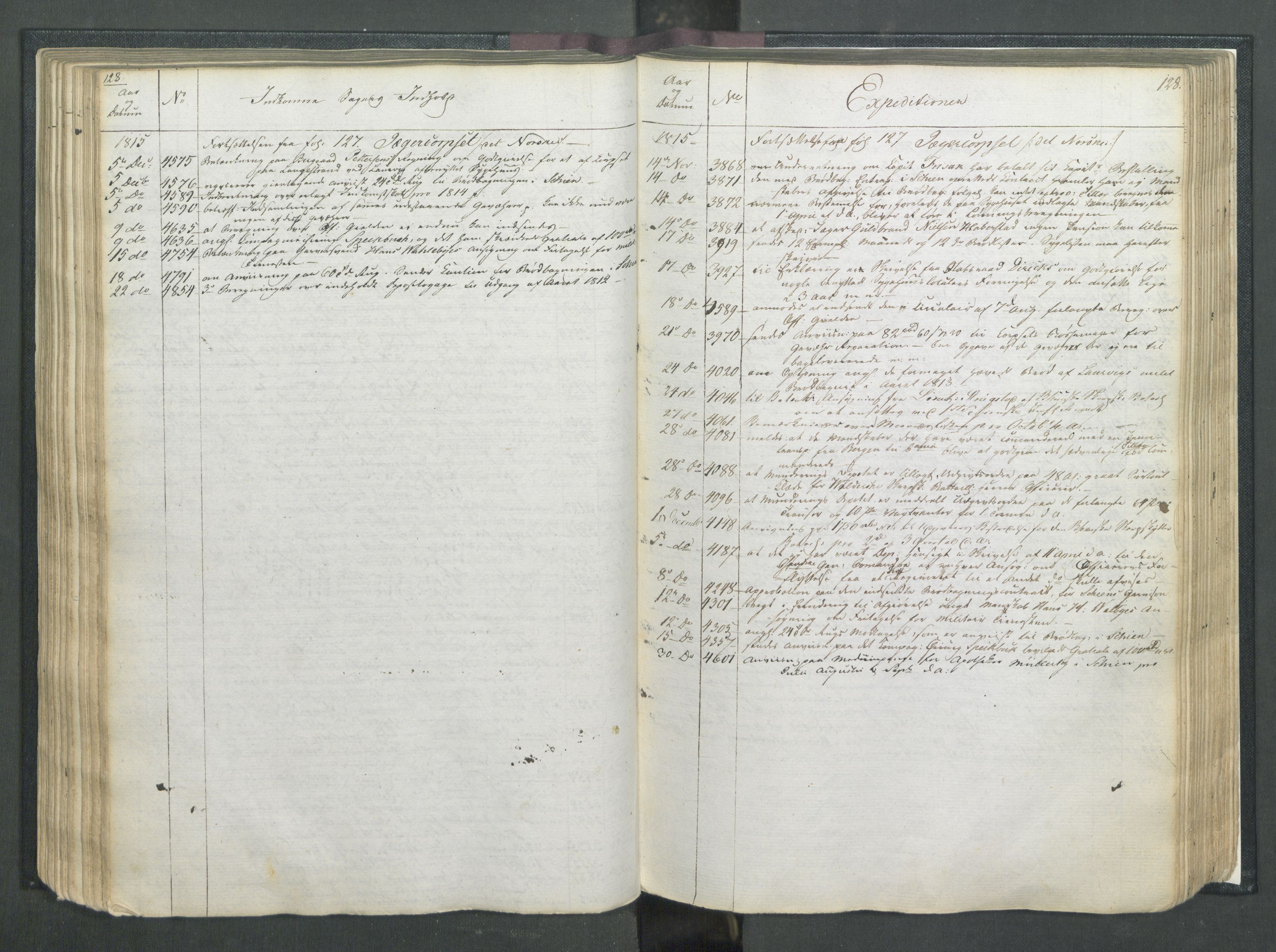 Armédepartementet, AV/RA-RAFA-3493/C/Ca/L0007: 6. Departements Register, 1815, s. 128