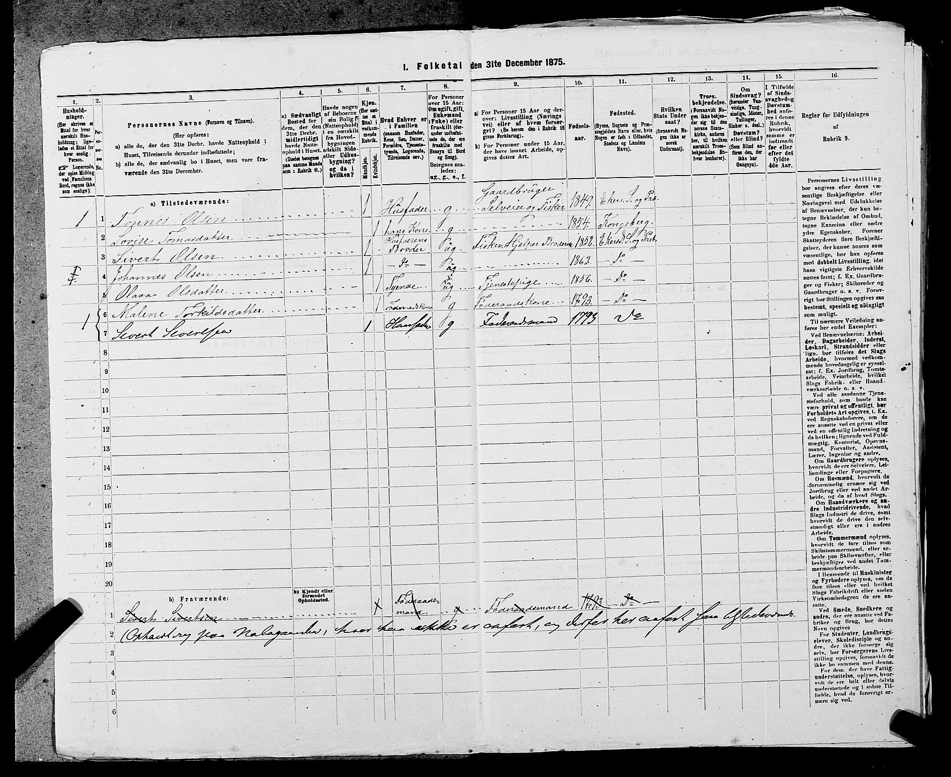 SAST, Folketelling 1875 for 1116L Eigersund prestegjeld, Eigersund landsokn og Ogna sokn, 1875, s. 637