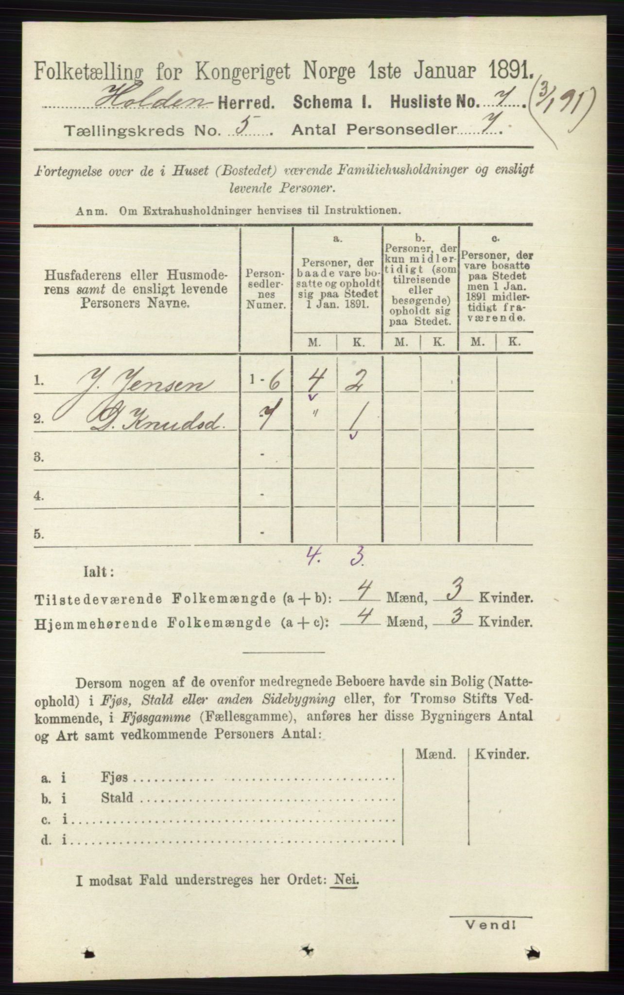 RA, Folketelling 1891 for 0819 Holla herred, 1891, s. 2734