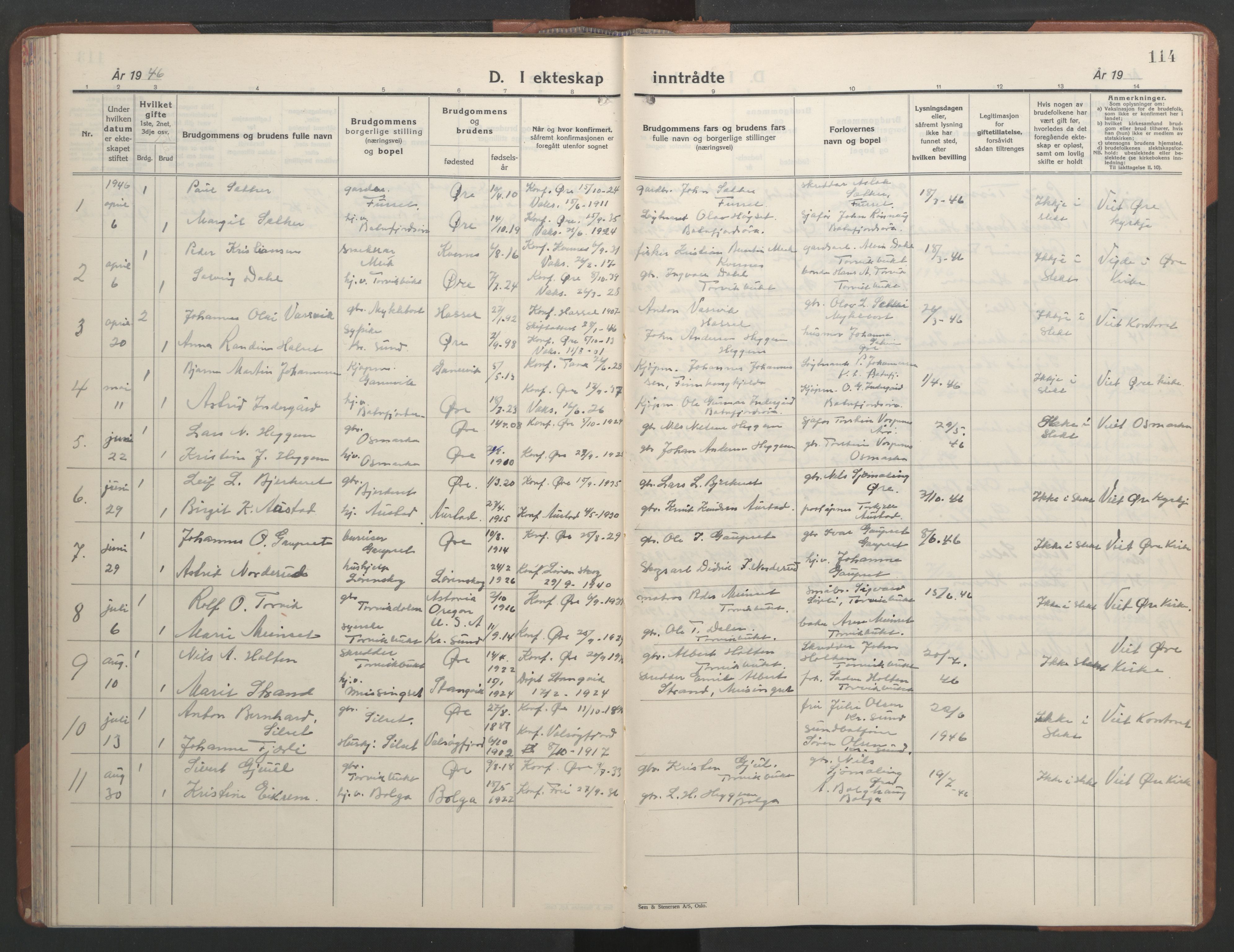 Ministerialprotokoller, klokkerbøker og fødselsregistre - Møre og Romsdal, AV/SAT-A-1454/584/L0971: Klokkerbok nr. 584C04, 1933-1946, s. 114