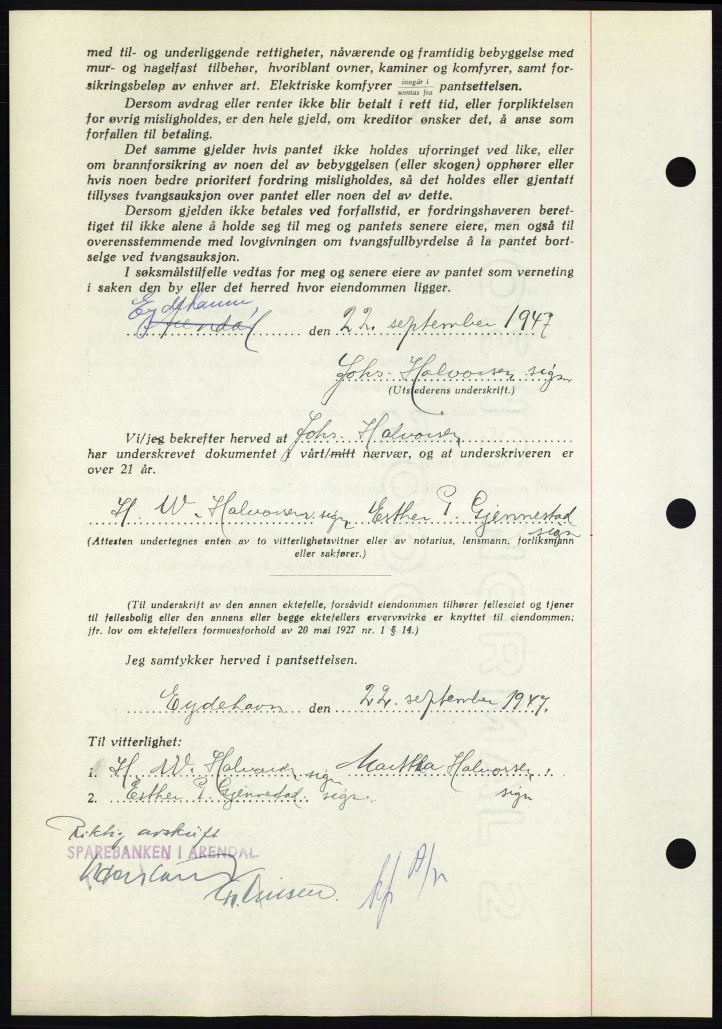 Nedenes sorenskriveri, AV/SAK-1221-0006/G/Gb/Gbb/L0004: Pantebok nr. B4, 1947-1947, Dagboknr: 1387/1947