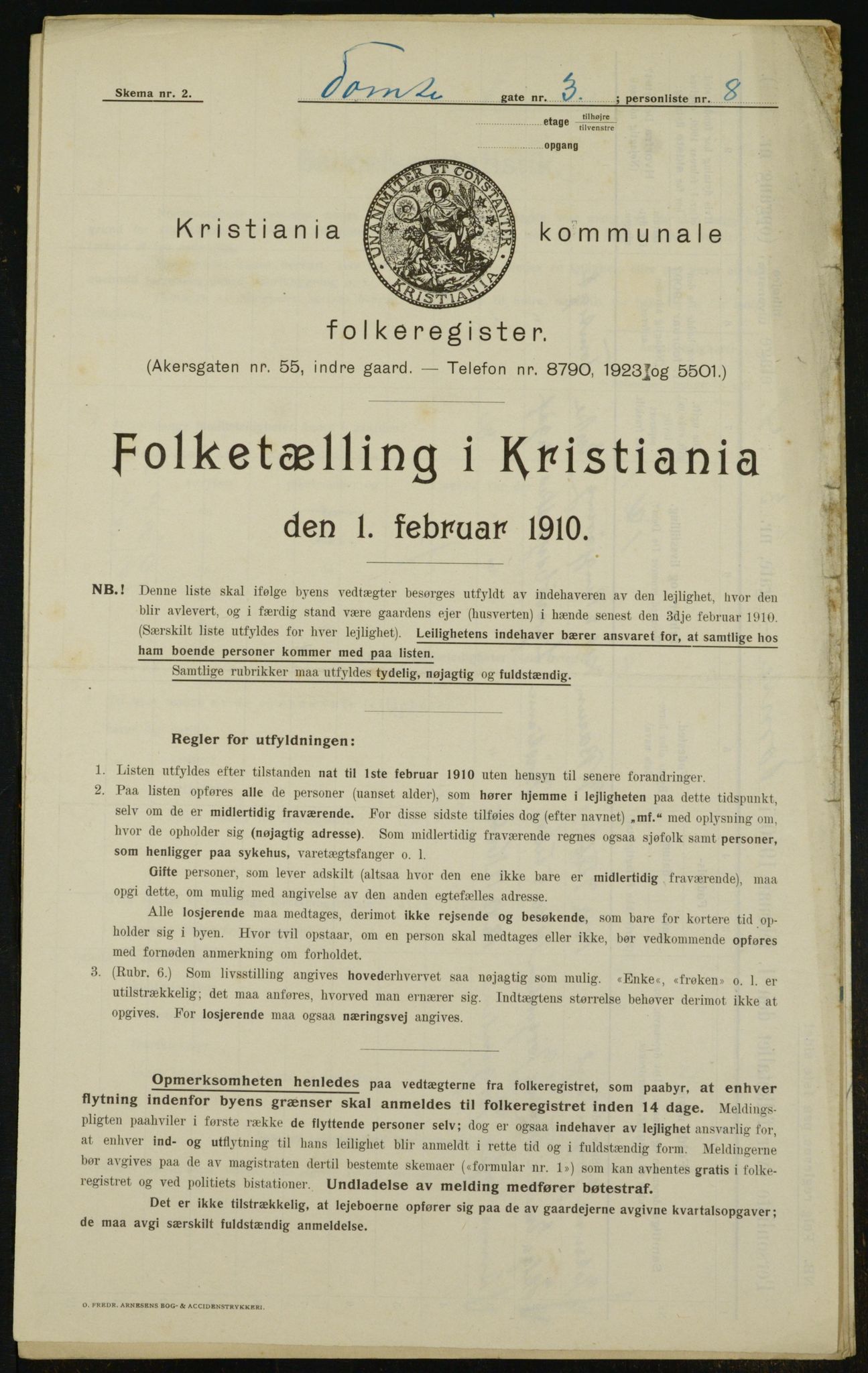 OBA, Kommunal folketelling 1.2.1910 for Kristiania, 1910, s. 107656