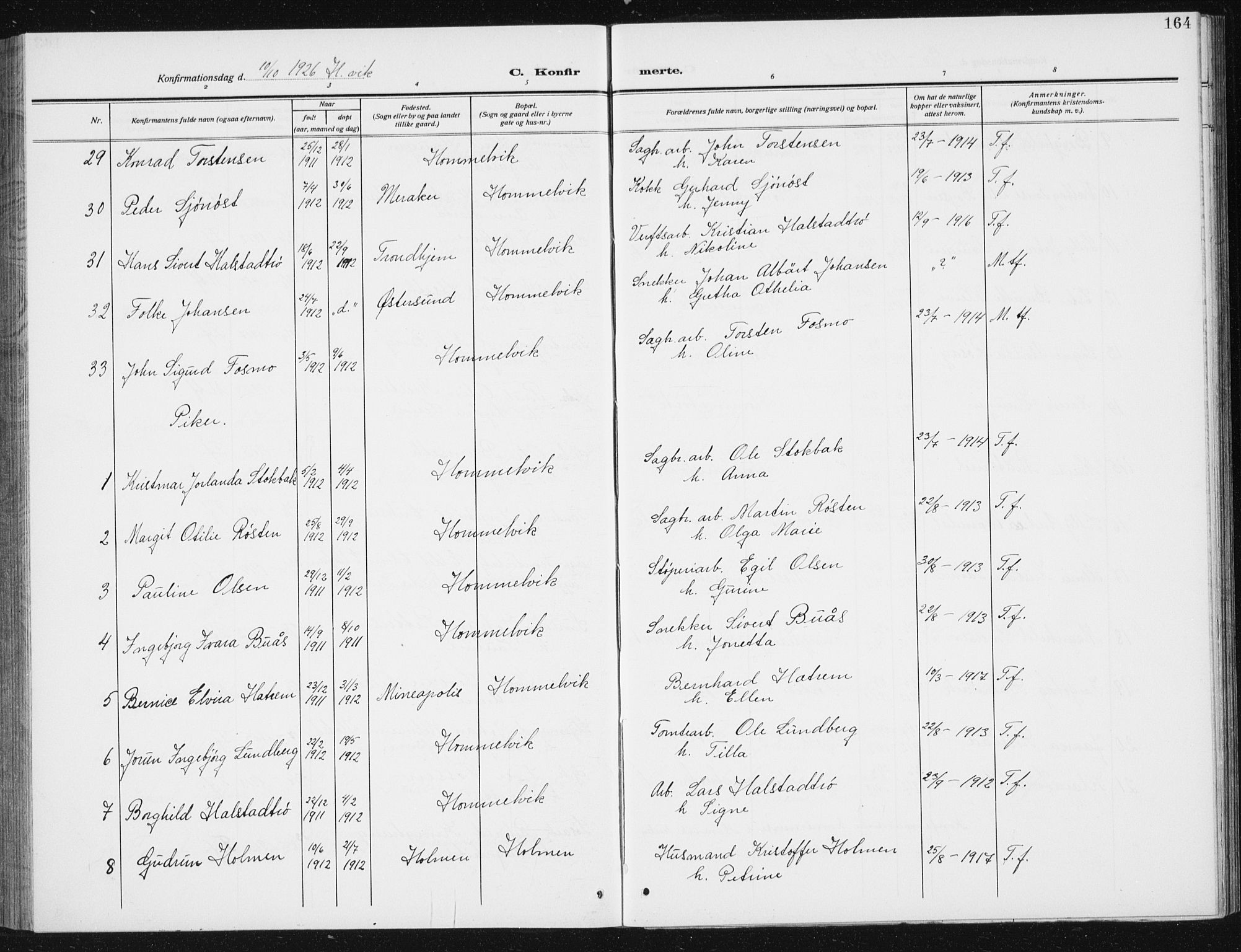 Ministerialprotokoller, klokkerbøker og fødselsregistre - Sør-Trøndelag, SAT/A-1456/617/L0431: Klokkerbok nr. 617C02, 1910-1936, s. 164