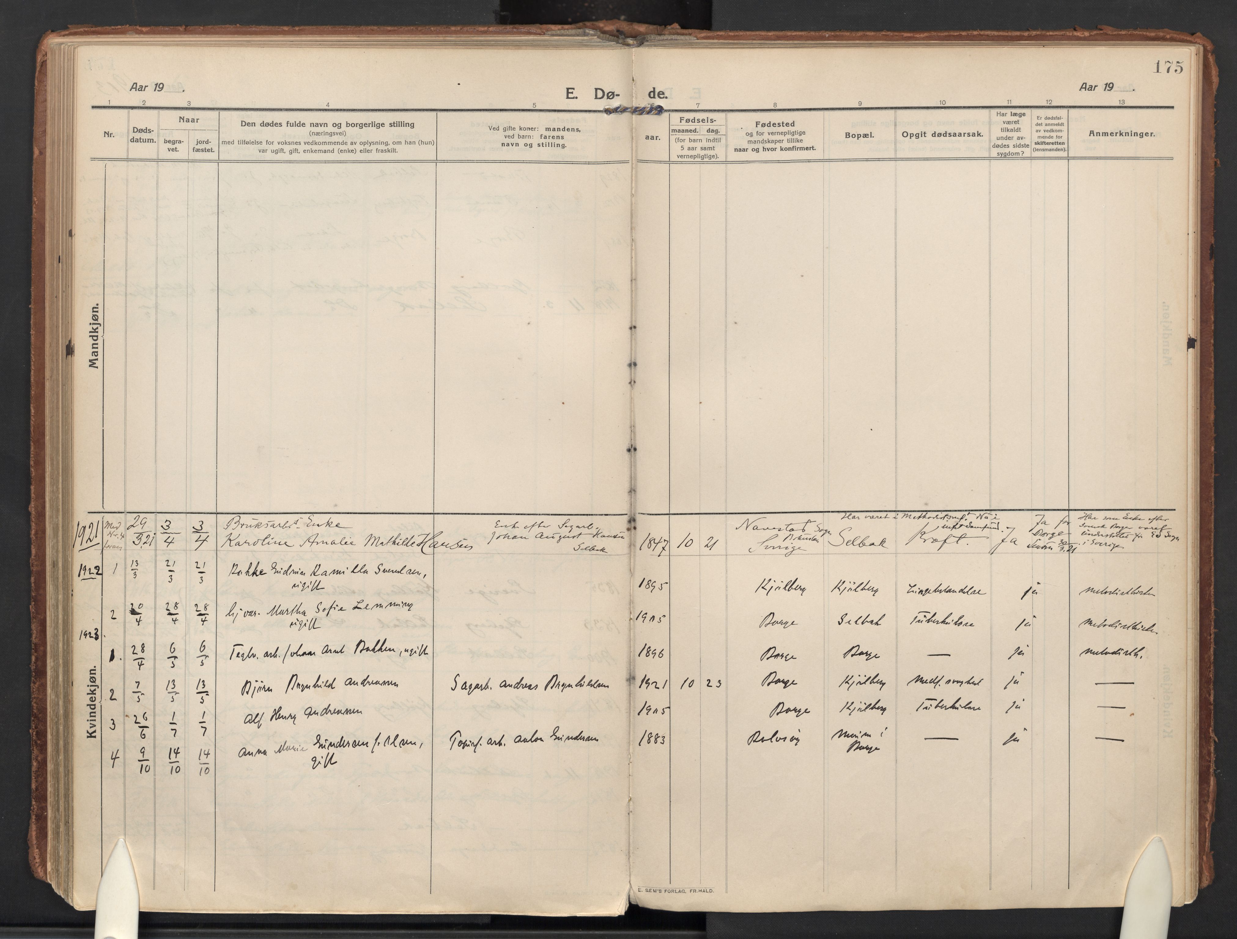 Borge prestekontor Kirkebøker, AV/SAO-A-10903/F/Fa/L0012: Ministerialbok nr. I 12, 1912-1955, s. 175