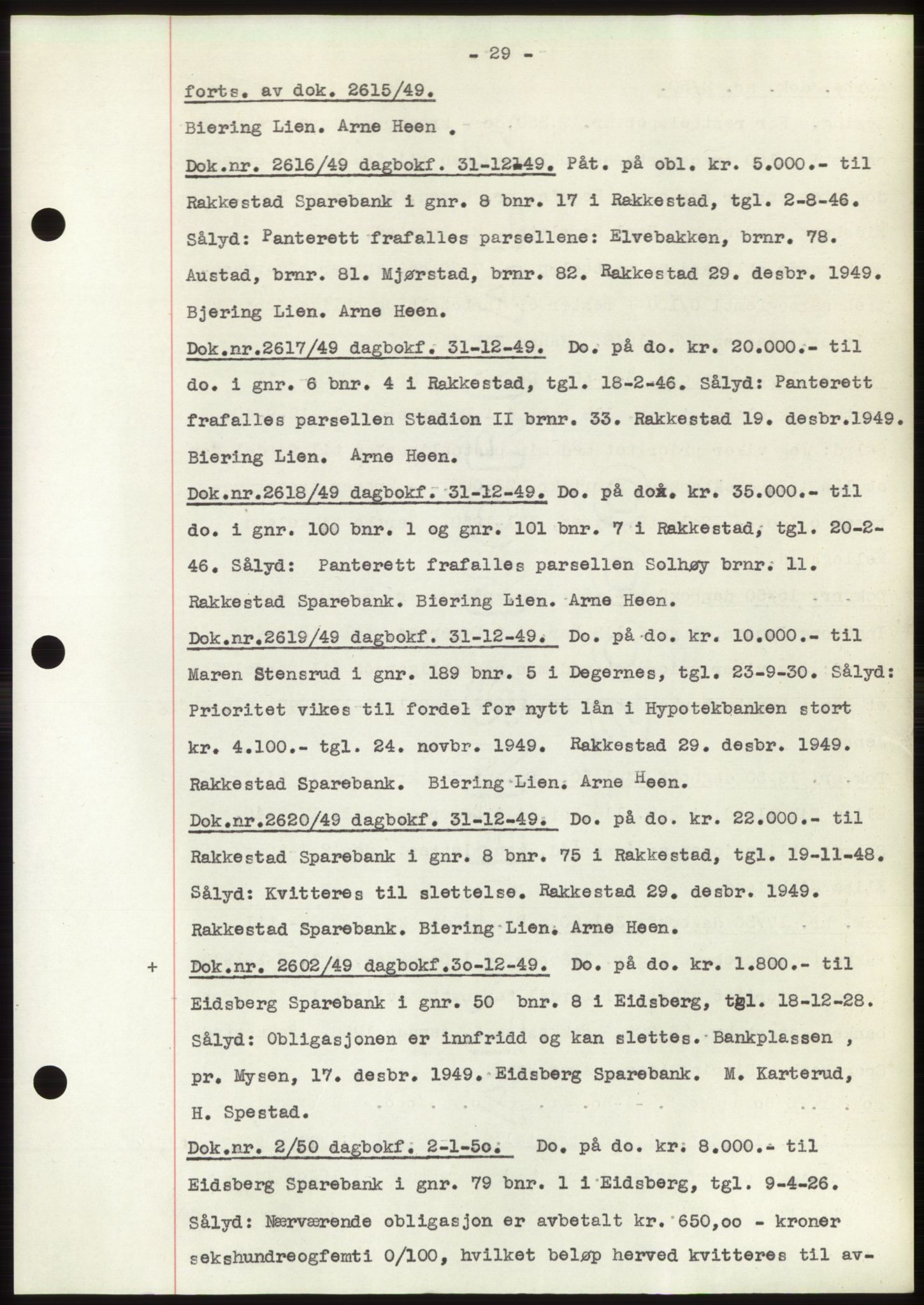 Rakkestad sorenskriveri, SAO/A-10686/G/Gb/Gba/Gbac/L0012: Pantebok nr. B1-4 og B16-20, 1949-1950, Dagboknr: 2615/1949